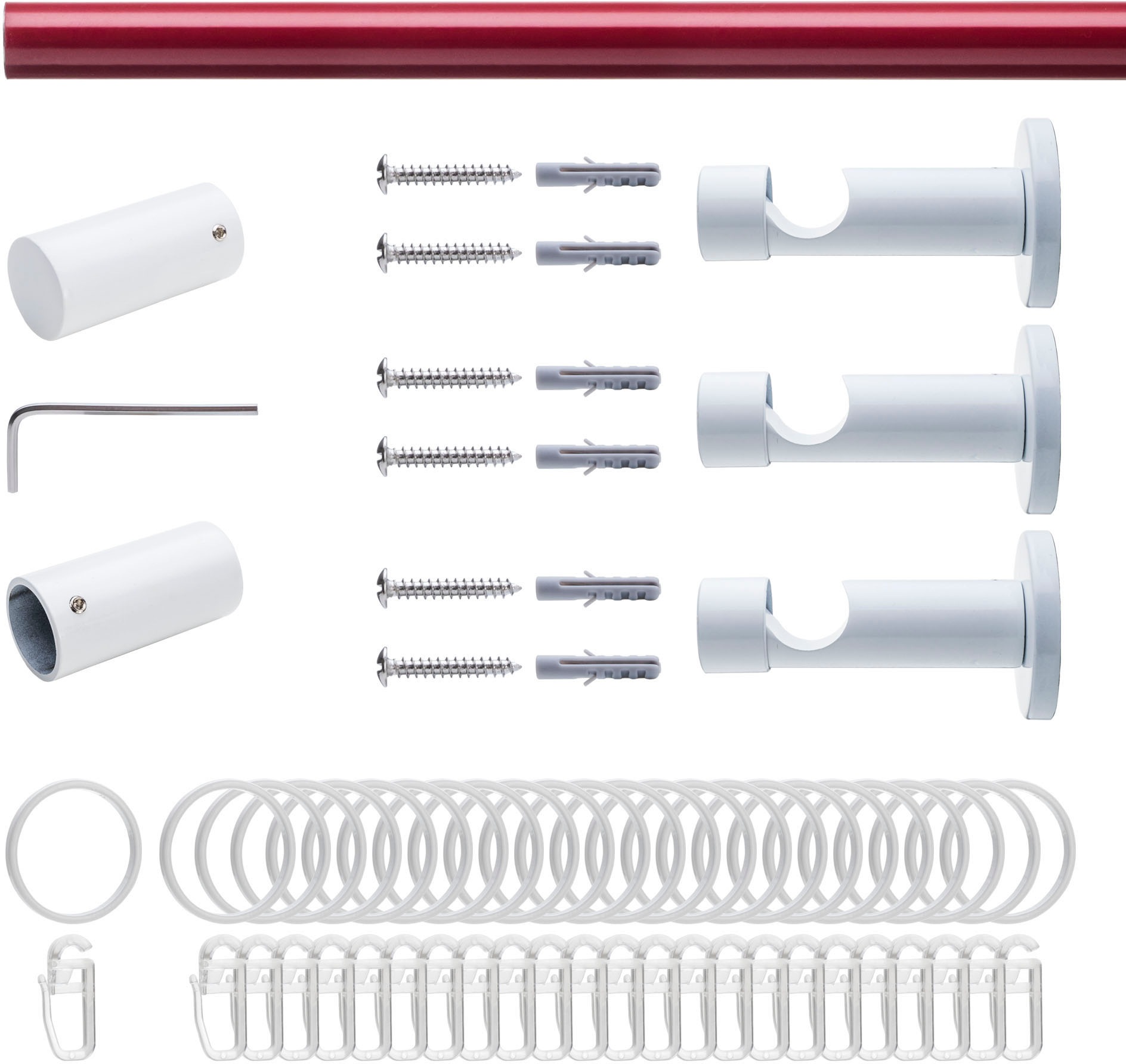 Liedeco Gardinenstange »Fertigstilgarnitur 20 mm Power Celebration Zylinder«, 1 läufig-läufig, Fixmaß, Gardinenstange Komplett, Farbkombination