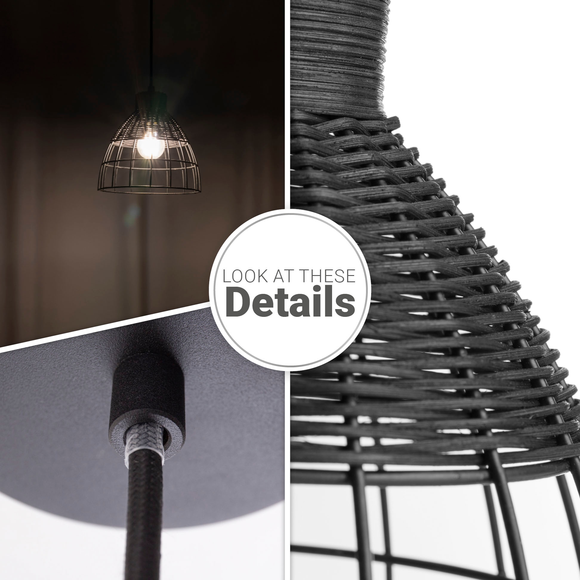 Paco Home Pendelleuchte »PUCA«, Leuchtmittel E27 | ohne Leuchtmittel, Lampe Pendelleuchte Korb Stahl Papier Esstisch Lampe Boho E27