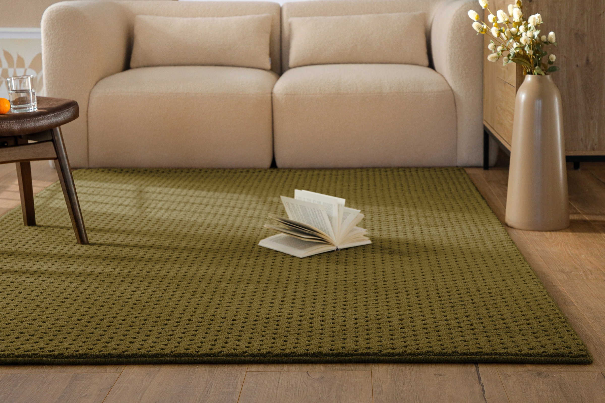 Wecon home Teppich »Castello THREE« rechteckig 7 mm Höhe Schurwolle, Kurzflor mit Hoch-Tief-Effekt, Wohnzimmer, Punktmuster
