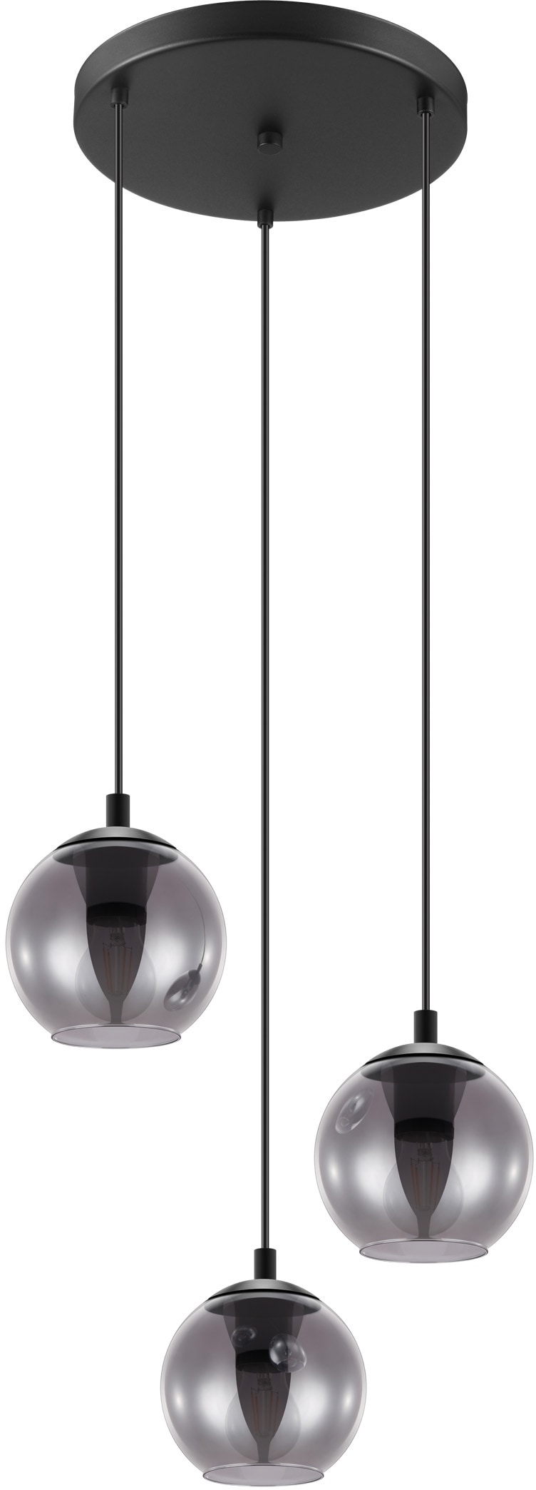 EGLO Pendelleuchte »ARISCANI«, 3 flammig-flammig, Pendelleuchte Esstisch, Hängeleuchte, Rauchglas schwarz, E27, 76,5 cm