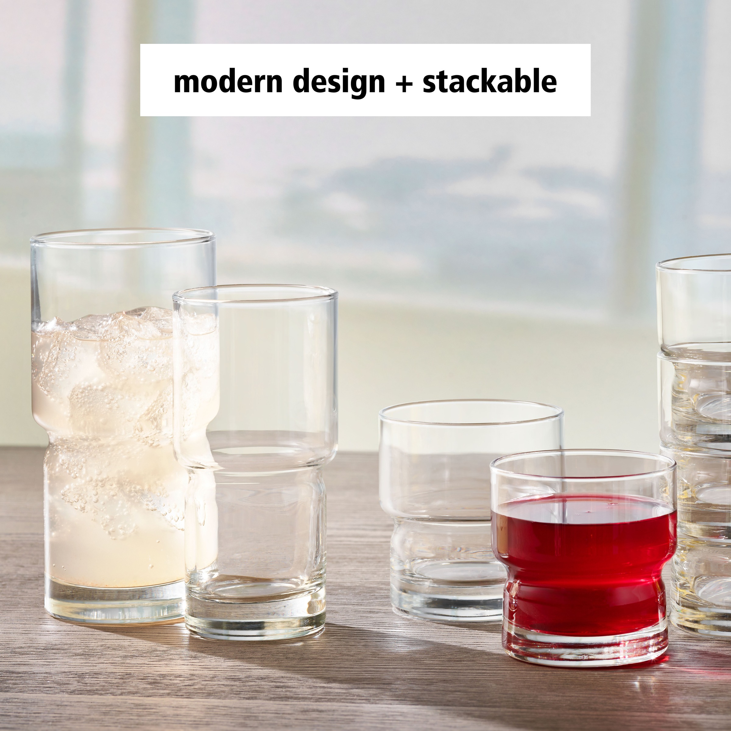 LIBBEY Gläser-Set »Beverage Glas -NEWTON- 355 ml, Ø: 7 cm, H: 14,5 cm, 12er Set«, (Set, 12 tlg.), hochwertig verarbeitet, im modernen Design