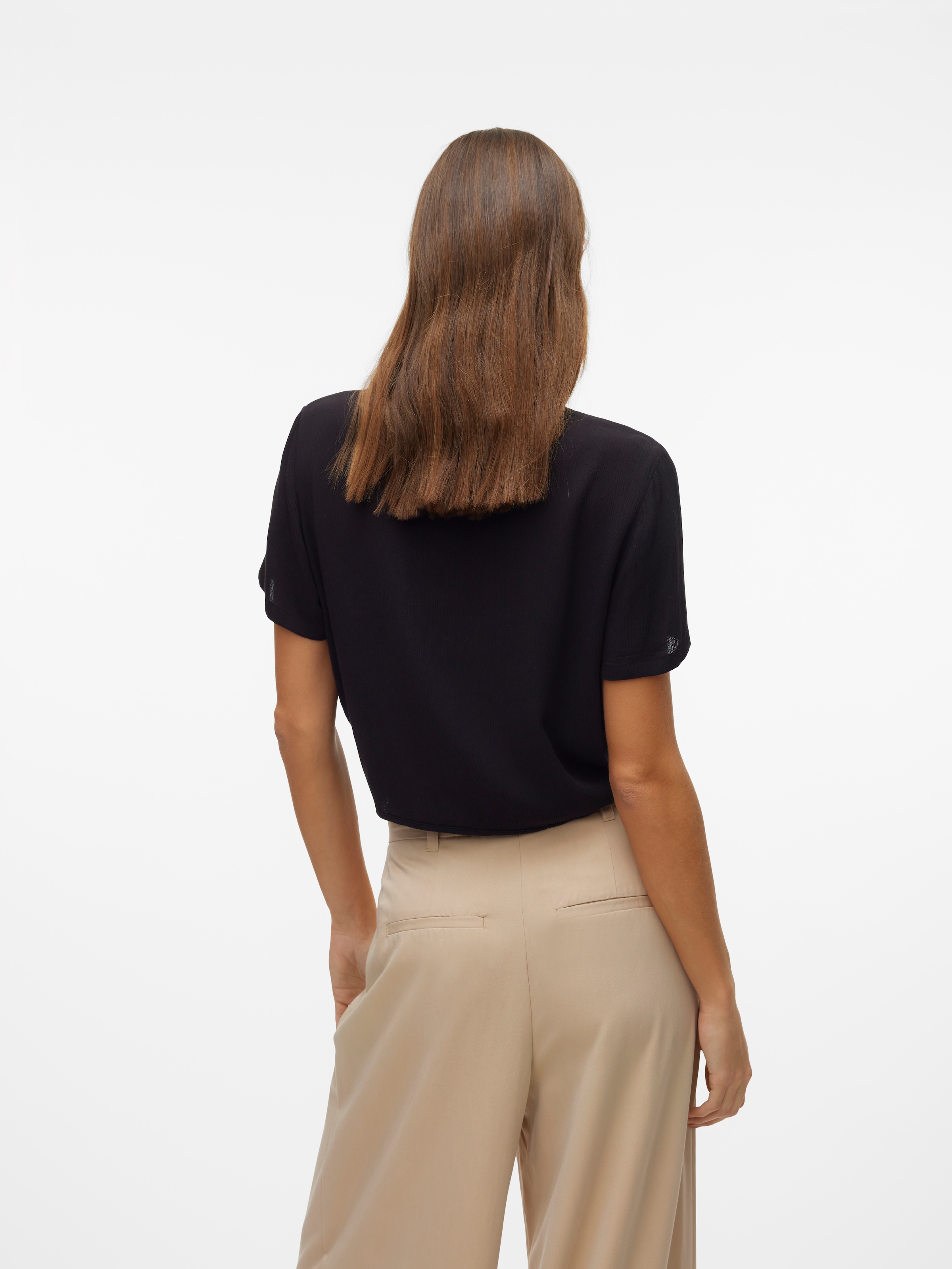 Vero Moda Kurzarmbluse »VMMENNY TIE SS SHIRT WVN GA« Viskose, relaxed fit