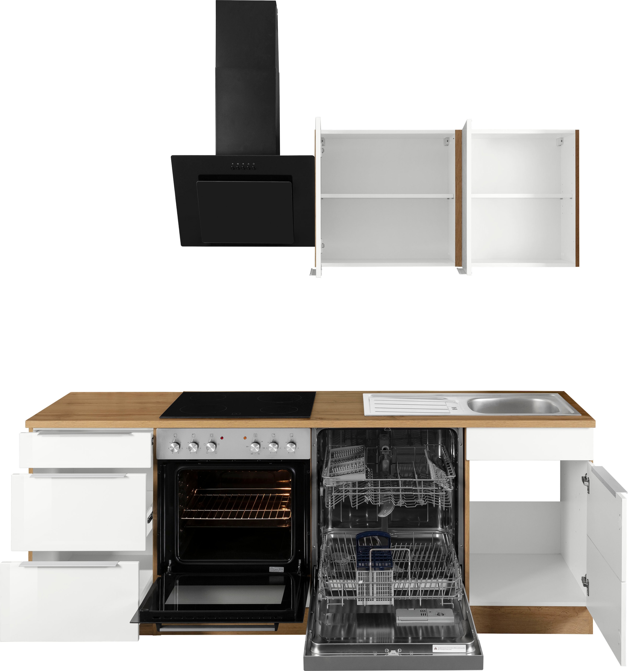 HELD MÖBEL Küchenzeile »Brindisi«, ohne Geräte, Breite 220 cm auf Rechnung  bestellen | Küchenzeilen mit Geräten
