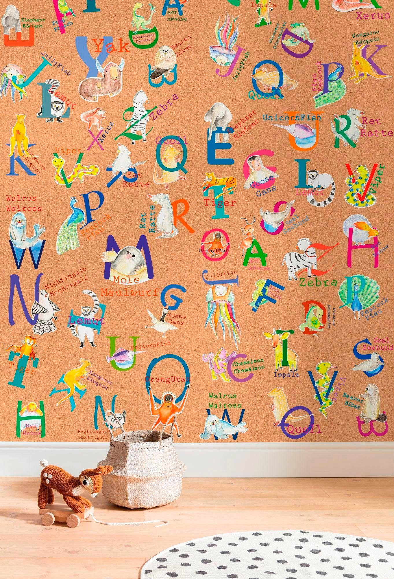 Komar Vliestapete »Digitaldruck Vlies - Animals A-Z - Größe 200 x 250 cm«, bedruckt, Wohnzimmer, Schlafzimmer