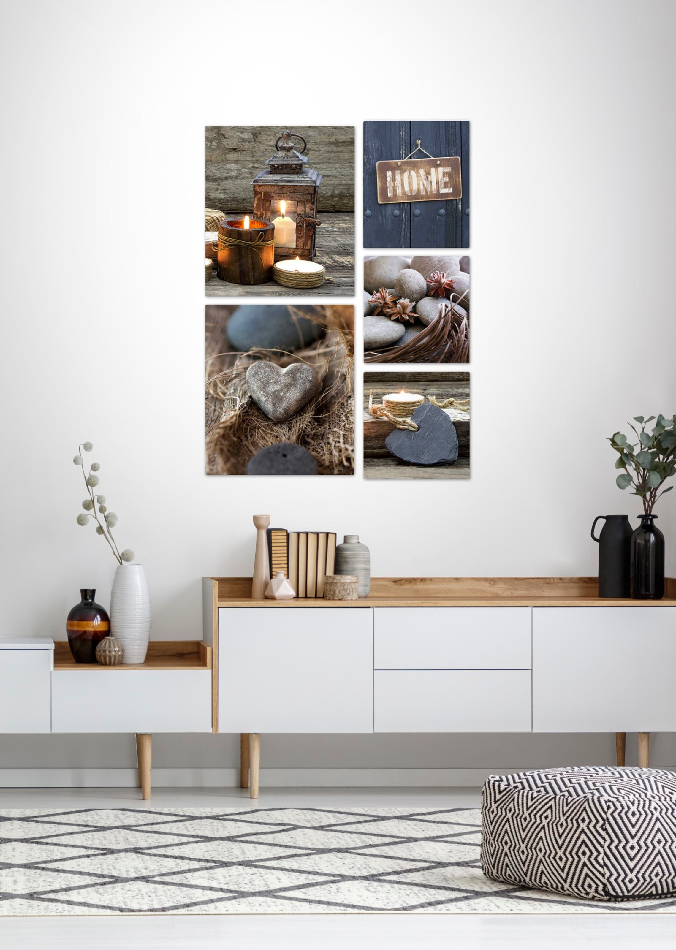 Art for the home Leinwandbild »Home« Natur | Zen 5 Stk. tlg. Zuhause SET 5-teilig   80x60 cm