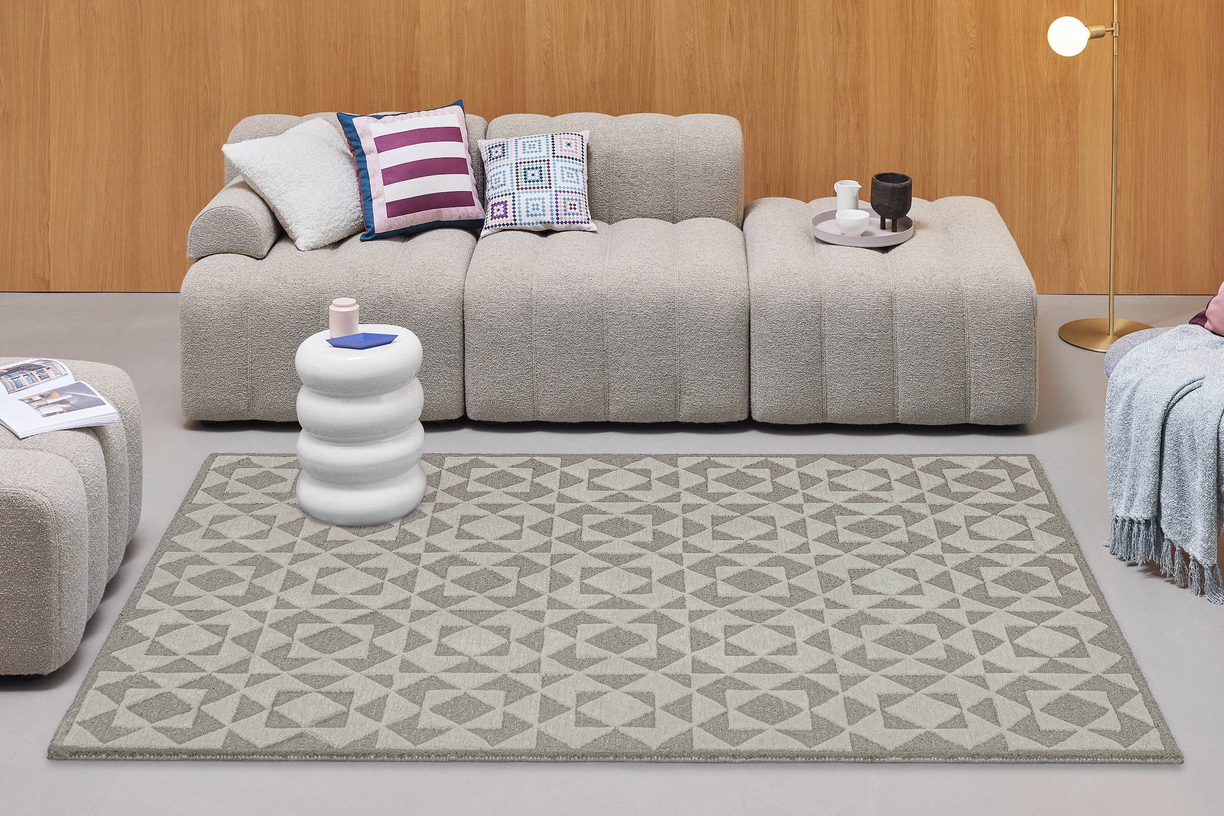 Wecon home Teppich »Downtown«, rechteckig, 10 mm Höhe, handgefertigt, pflegeleicht, Fasermix, Wohnzimmer, Schlafzimmer