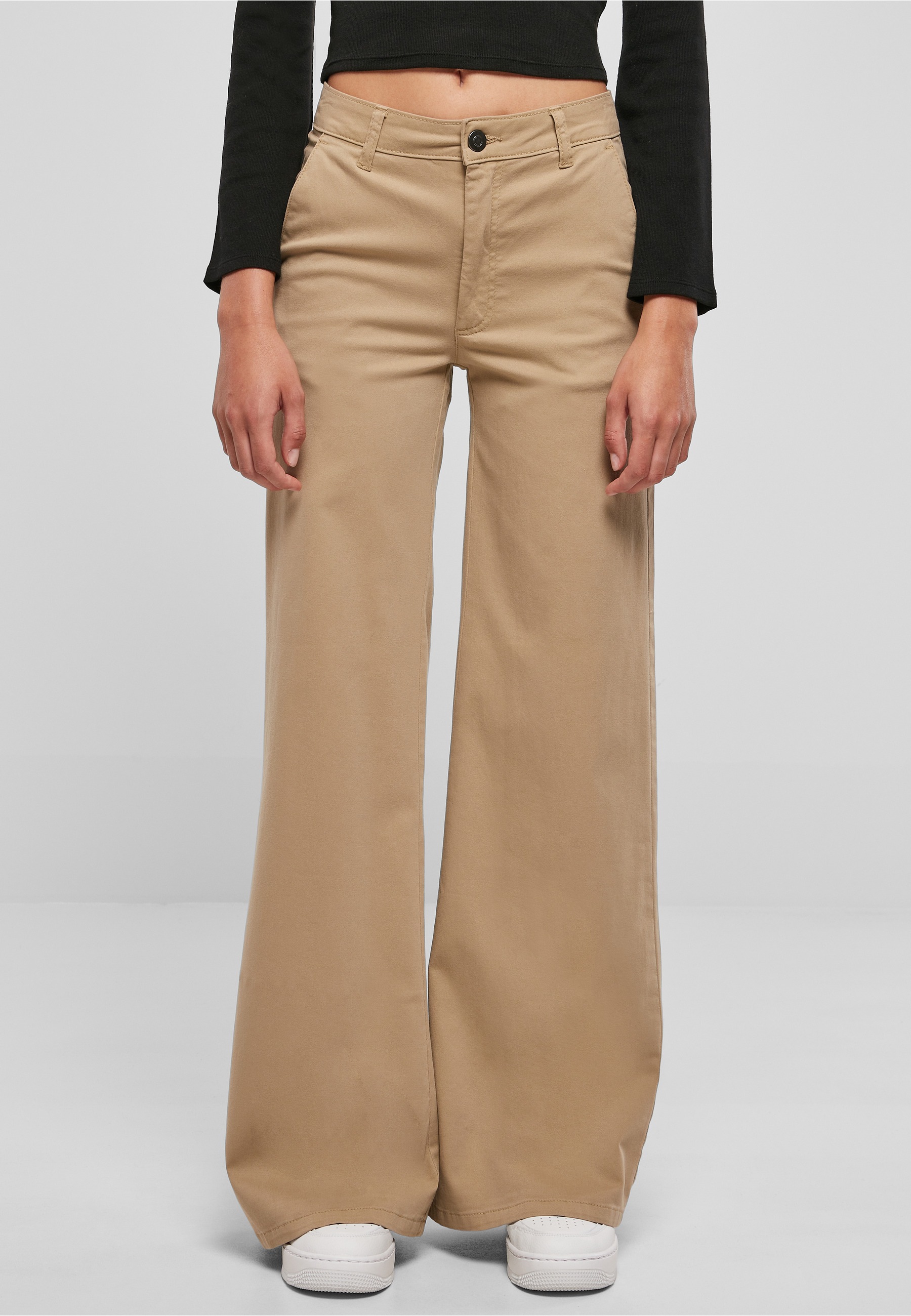 URBAN CLASSICS Chinos »Urban Classics Damen Ladies High Waist Wide Leg Chino Pants«