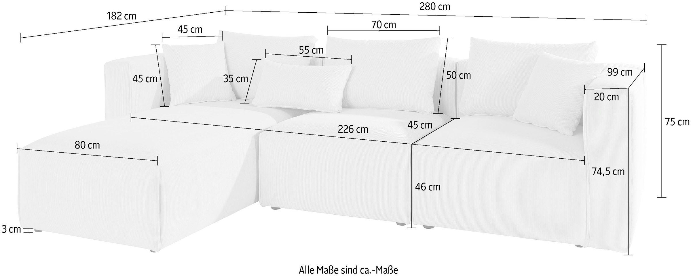 Home affaire Ecksofa »Comfine L-Form«, zusammengesetzt aus Modulen, 3 Bezugsqualitäten und viele Farben