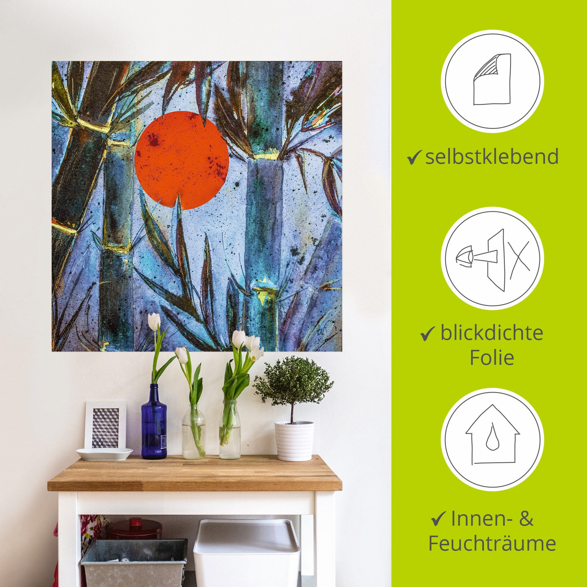 Artland Wandfolie »Bambus im blauen Licht«, Arrangements, (1 St.), selbstklebend