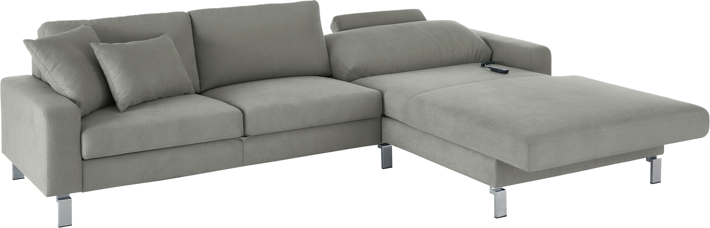 3C Candy Ecksofa »Lecce, wahlweise PUR-Schaumstoff oder Tonnentaschenfederkern«, Bett im 2,5-Sitzer, teilmotorische Schlaffunktion im Longchair, L-Form