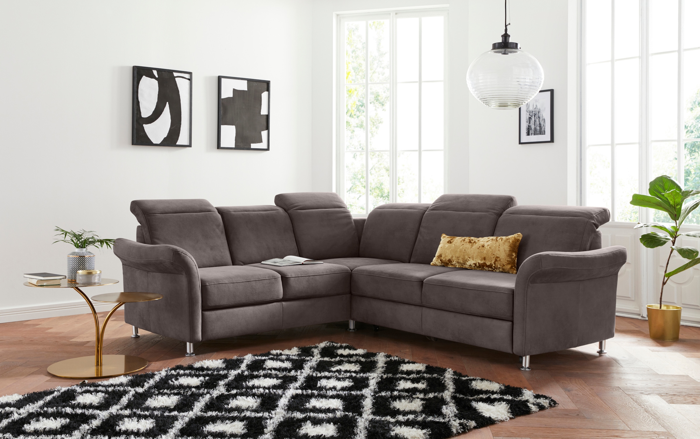 sit&more Ecksofa »Darwin L-Form« inklusive Federkern, wahlweise mit Kopftei günstig online kaufen