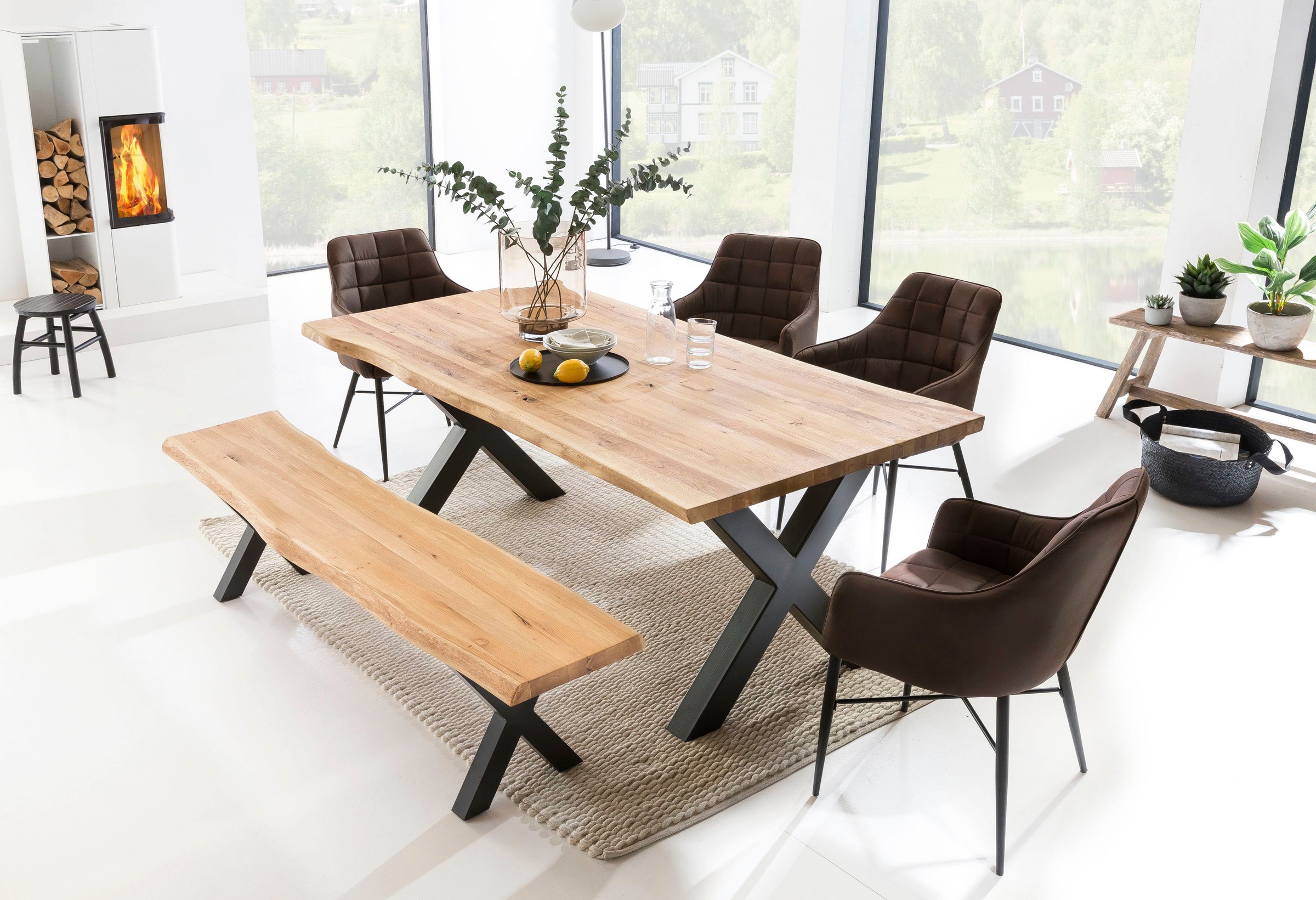 Home affaire Bank "Tristan" aus Massivholz Eiche günstig online kaufen