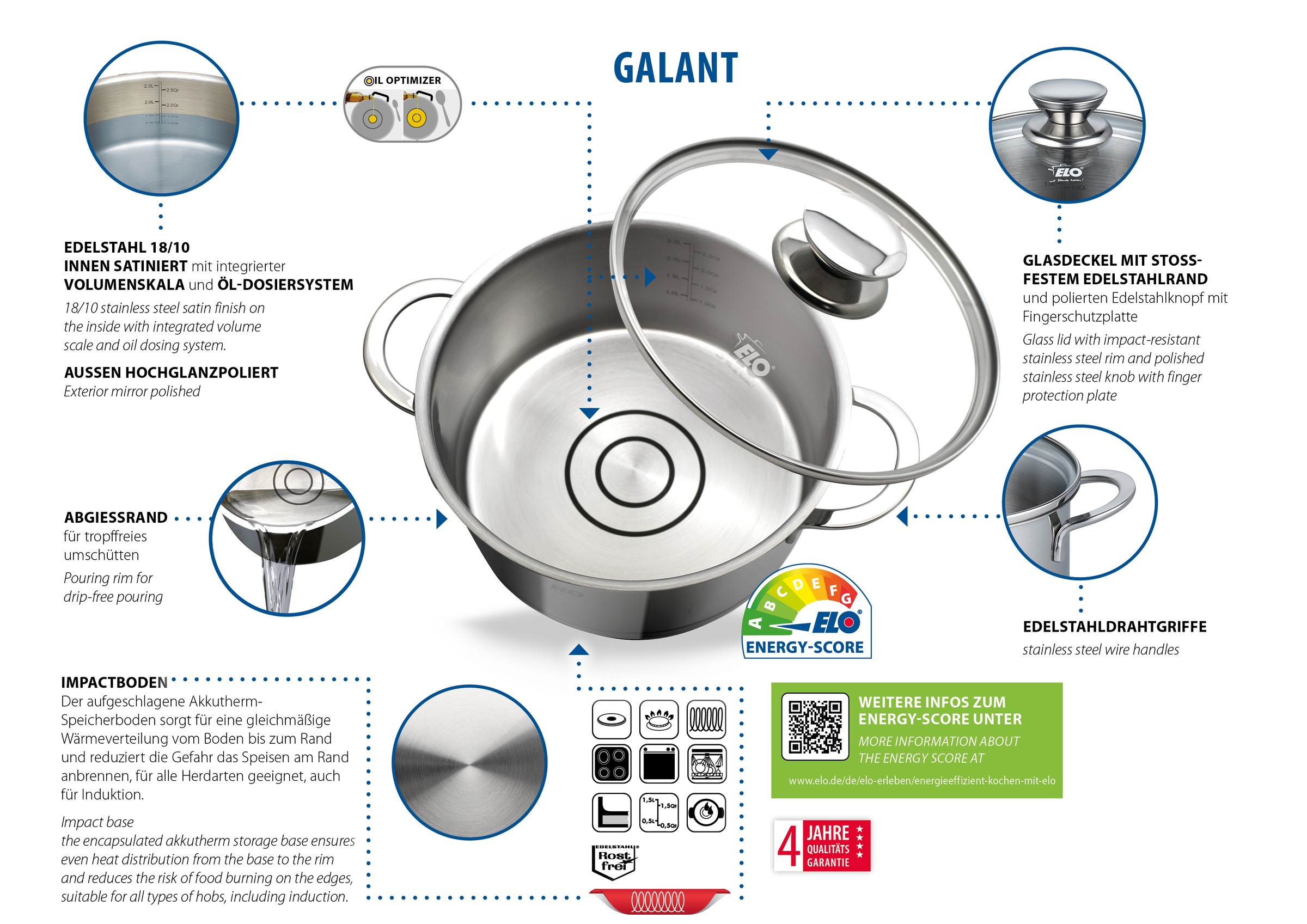 Elo Bratentopf »Galant« Edelstahl 18/10