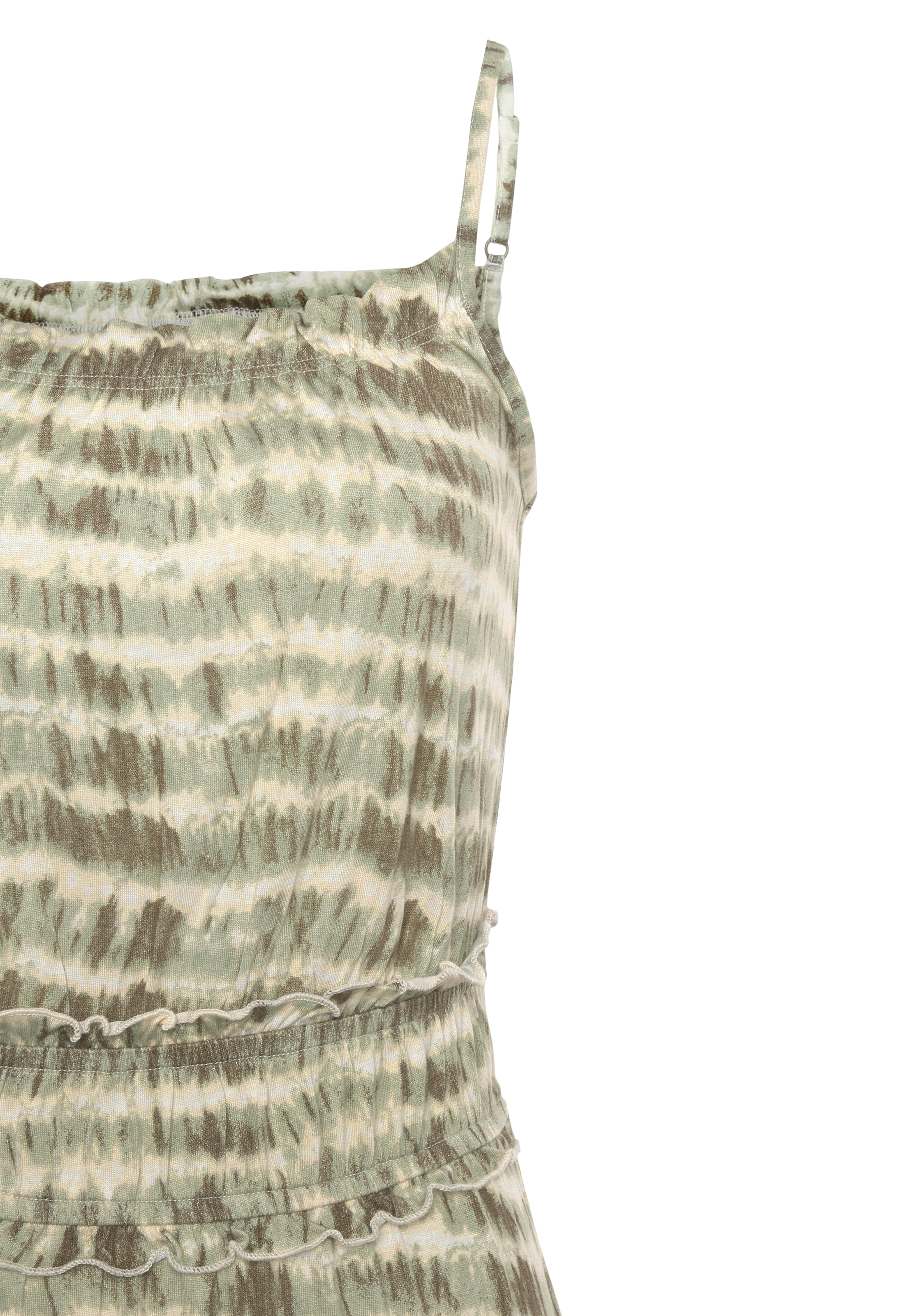 LASCANA Maxikleid, mit Rüschendetails und Gummi in der Taille, Sommerkleid, Strandkleid