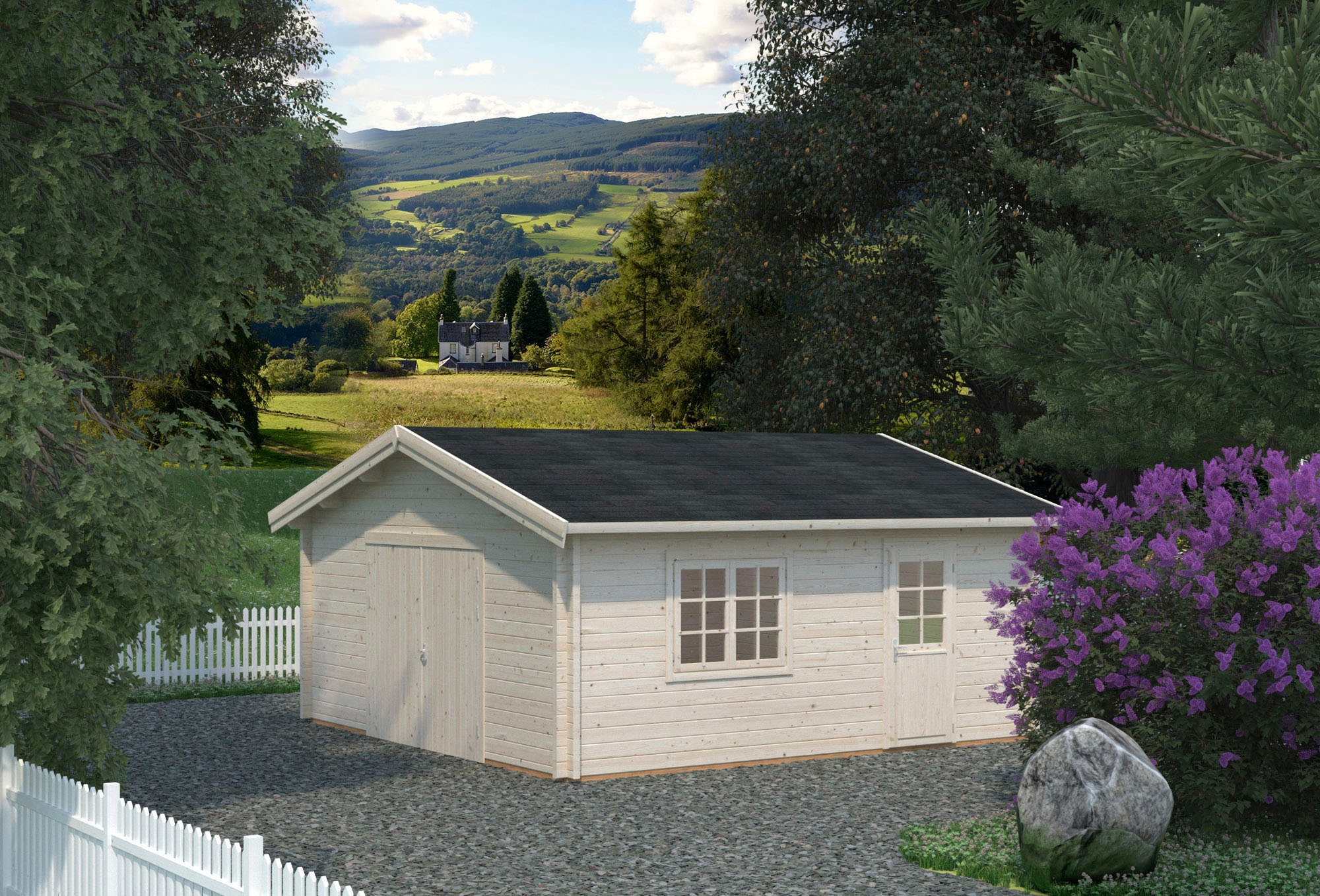Palmako Garage »Roger«, BxTxH: 622x596x312 cm, mit Holztor, transparent