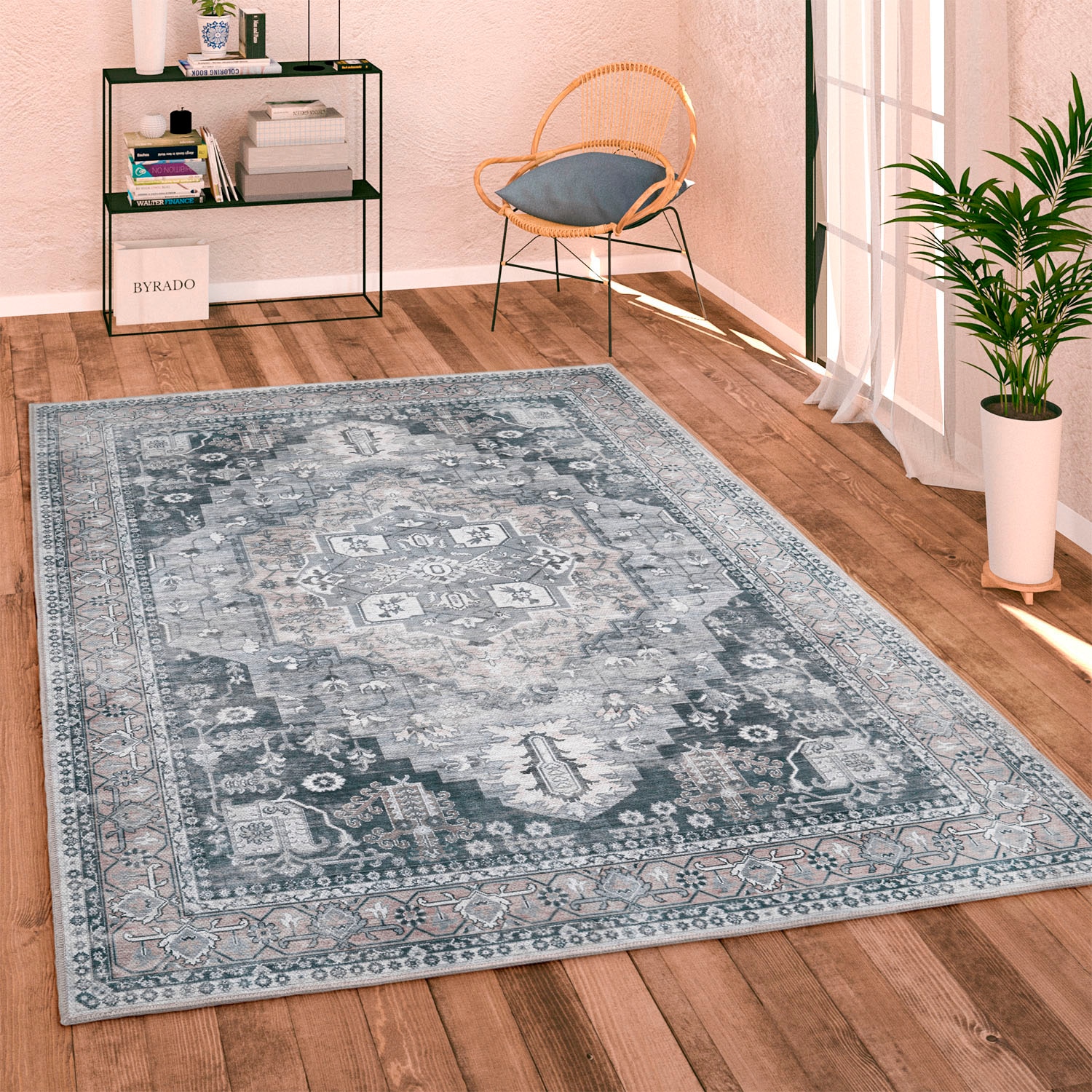 Paco Home Teppich »Bordeaux 243«, rechteckig, 4 mm Höhe, Kurzflor, Orient-Optik, Vintage Design, waschbar