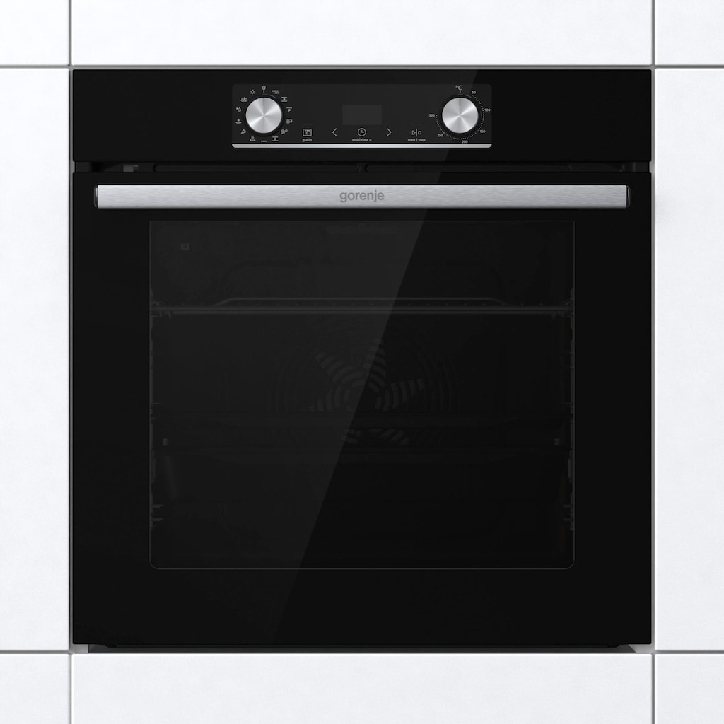 GORENJE Backofen-Set »Black/Steel Steam Pyro Set«, BPSX6737E06BG, mit 1-fach-Teleskopauszug, Pyrolyse-Selbstreinigung, (Set)