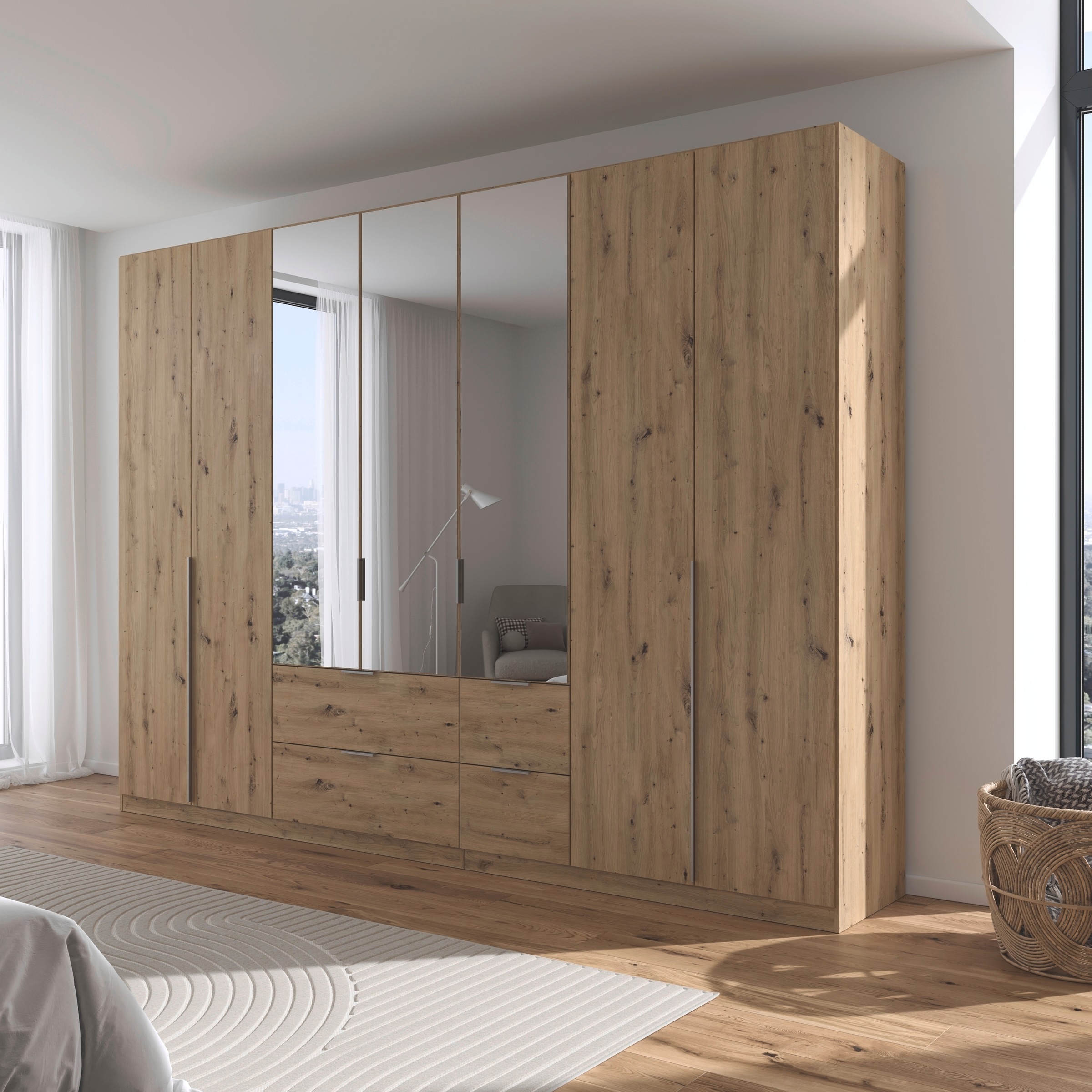 rauch Drehtürenschrank »Kleiderschrank Schrank Garderobe AGORDO mit Dekor- oder Hochglanzfront«, mit Außenschubkästen, in 6 Breiten und 2 Höhen MADE IN GERMANY