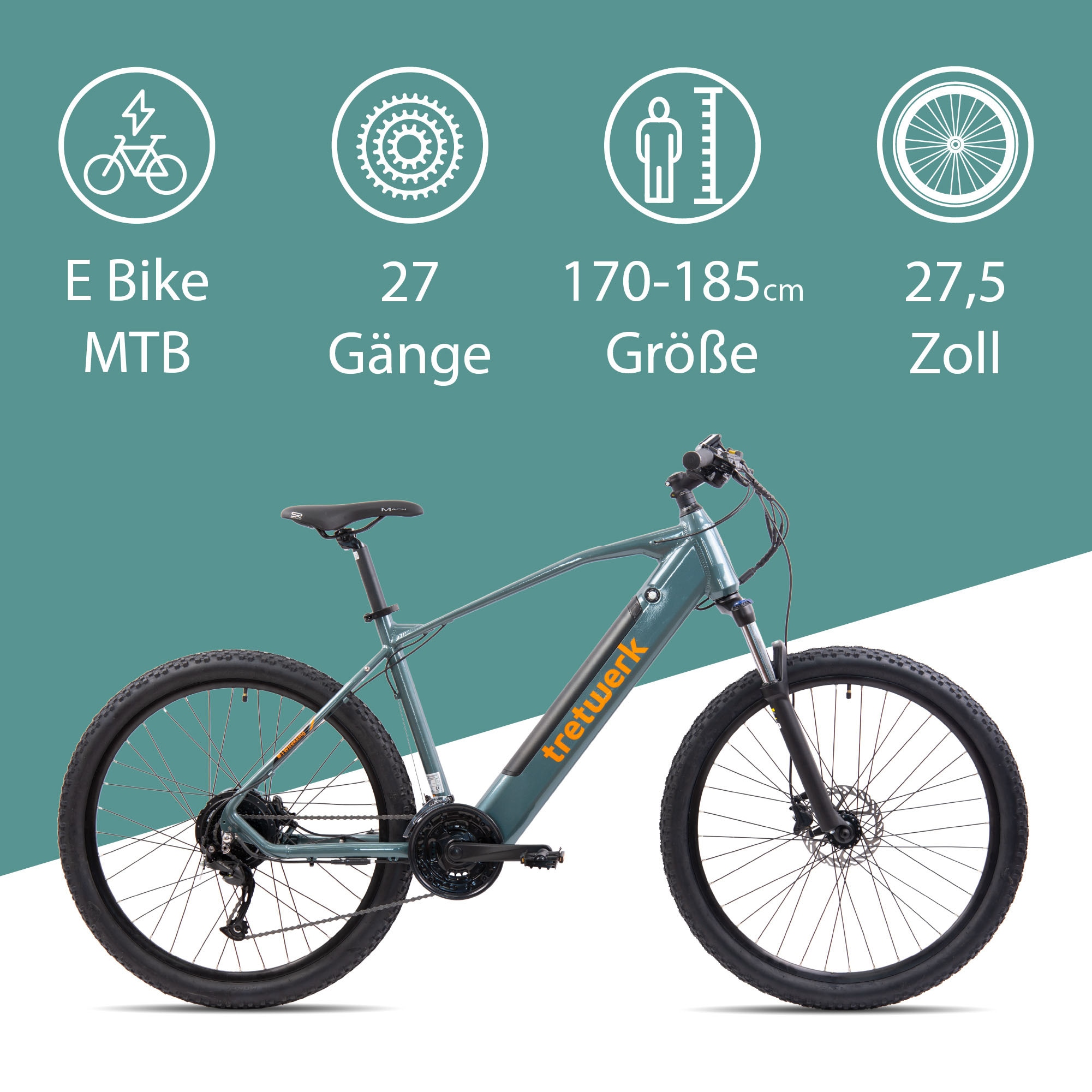 Tretwerk E-Bike »Bolt«, Shimano, Heckmotor 250 W, Pedelec, Elektrofahrrad für Damen u. Herren, MTB