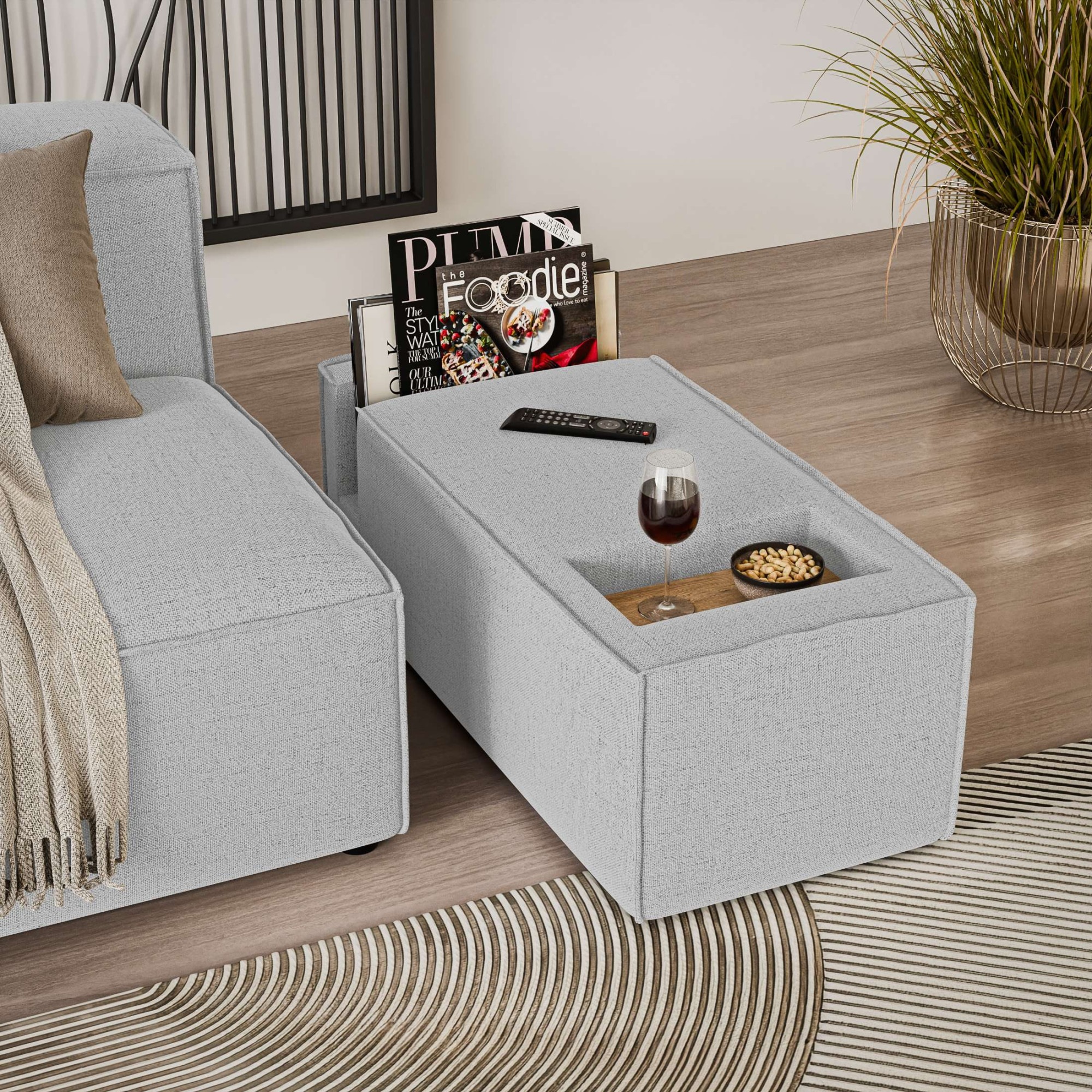 INOSIGN Sofaelement »HAILY Tisch für das Modulsofa, Maße B/T/H: 45/100/37 cm«, als Modul oder separat verwendbar, mit Steckfach und Ablagefläche