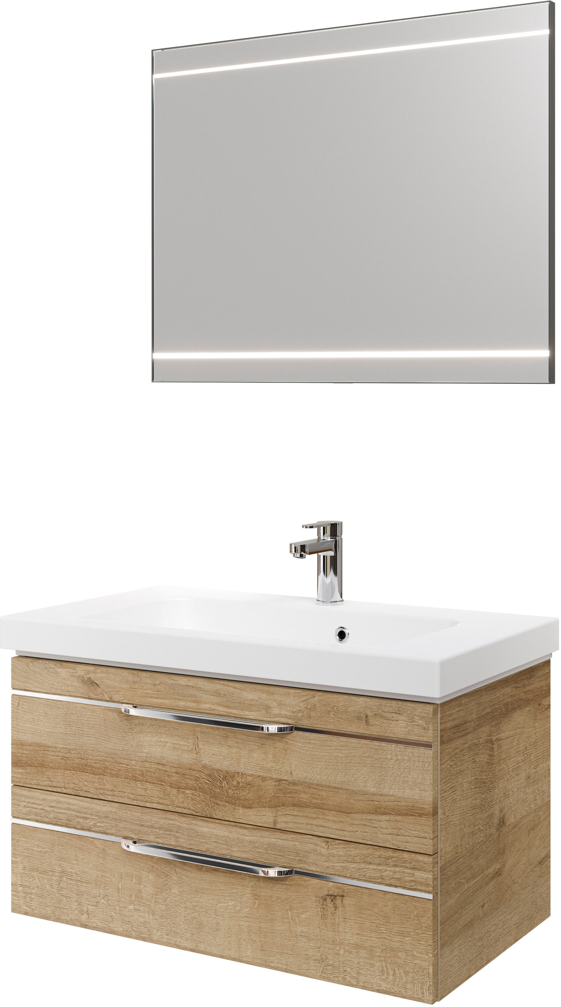 Saphir Badmöbel-Set »Balto 2-teilig Mineralmarmor-Waschtisch mit LED-Spiege günstig online kaufen