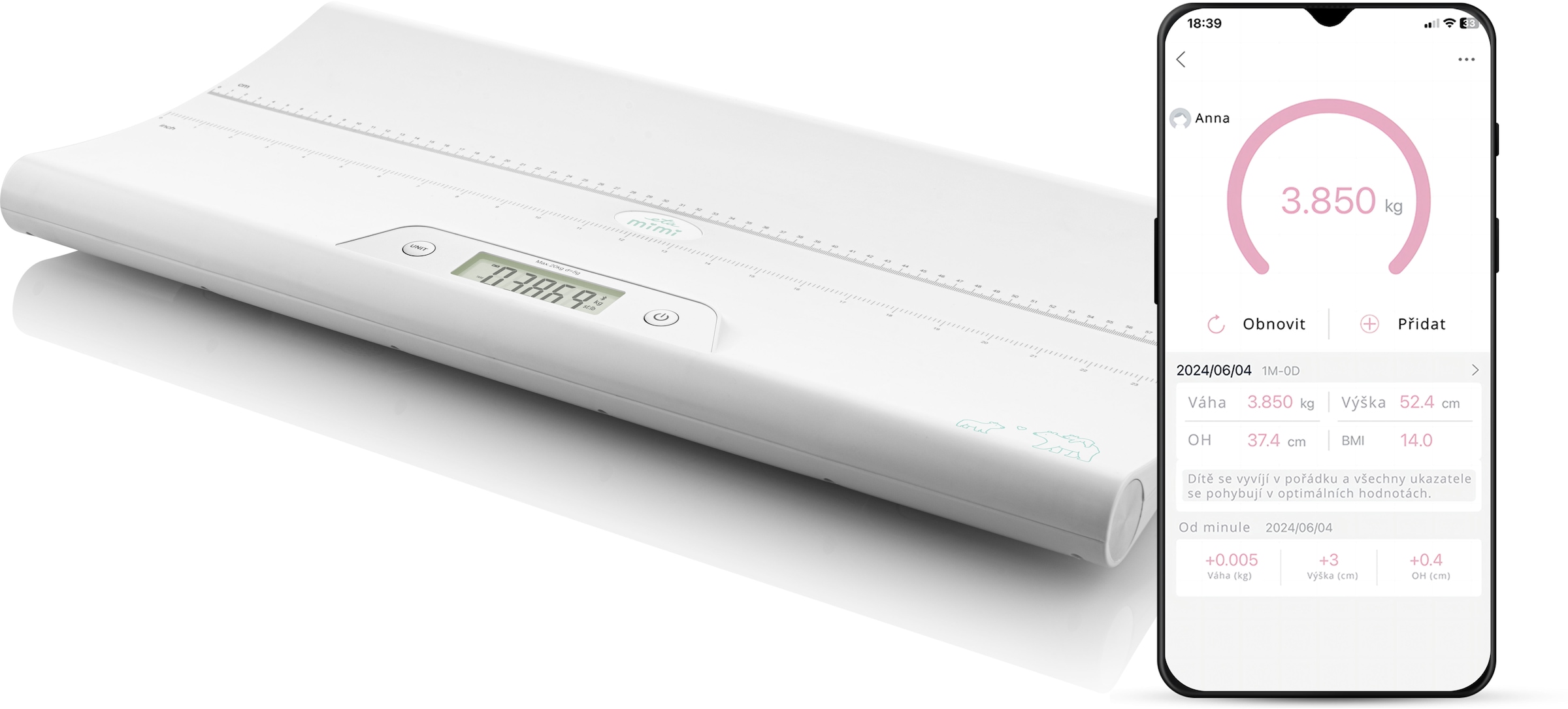 eta Personenwaage »Babywaage ETA Mimi«, (1 tlg.), Gewichtskapazität bis zu 20 kg, Drahtlose Technologie