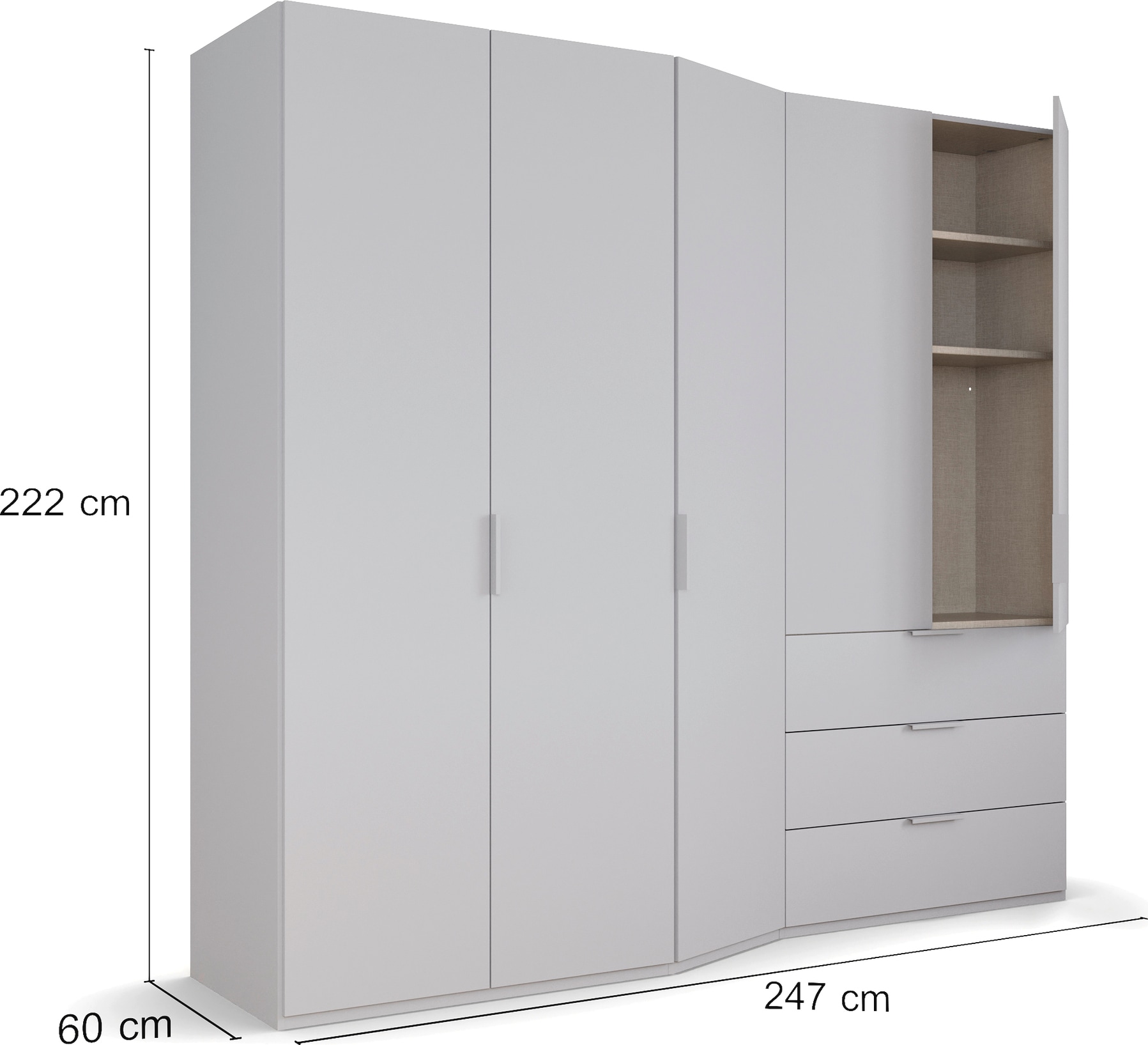 rauch Drehtürenschrank »Kleiderschrank Schrank Garderobe Wäscheschrank WAVE«, in 2 unterschiedlichen Tiefen, mit Soft-Close Funktion MADE IN GERMANY