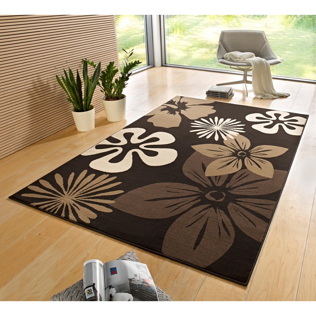 HANSE Home Teppich »Flora«, rechteckig, Kurzflor, Blumen Design, Kräftige Farben, ringsum gekettelt, Robust