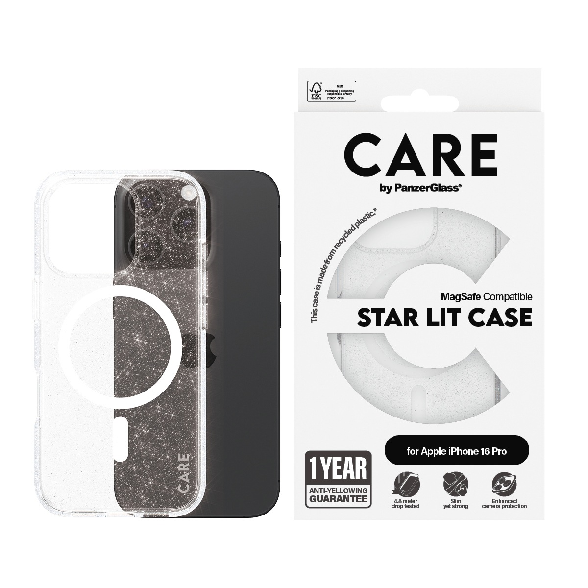 CARE BY PANZERGLASS Handyhülle »Star Lit Case für Apple iPhone 16 Pro« iPhone 16 Backcover, Schutzhülle, Handyschutzhülle, Case, Schutzcase,...