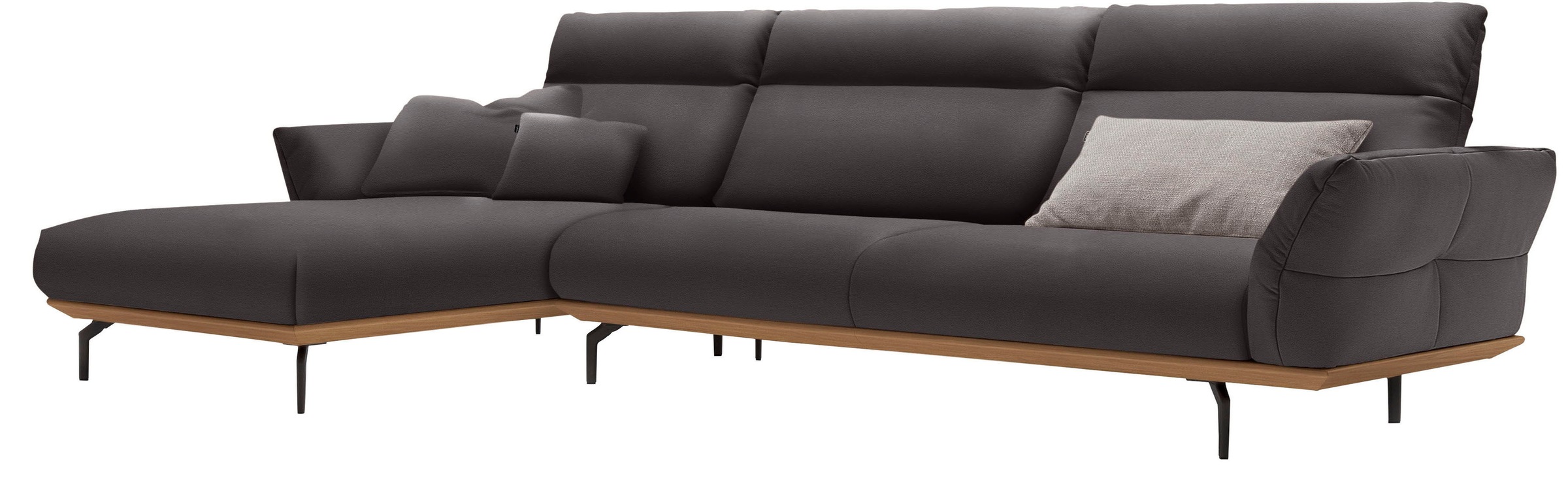 Creation BY ROLF BENZ Ecksofa »CR.460«, Sockel in Eiche, Winkelfüße in Umbragrau, Breite 338 cm