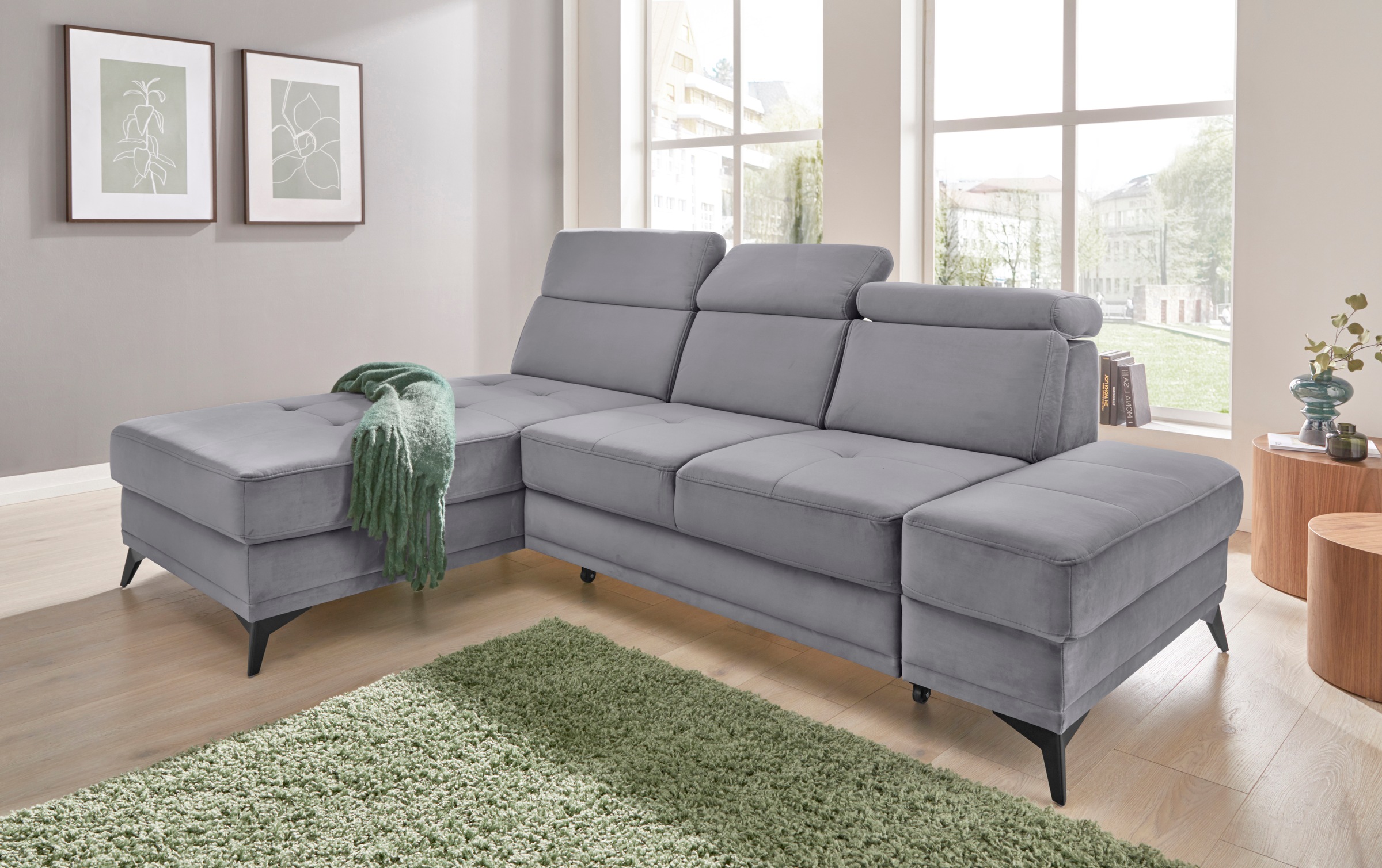 INOSIGN Ecksofa »Cardiz L-Form«, inkl.Kopfteilverstellung und Federkern wahlweise mit Bettfunktion