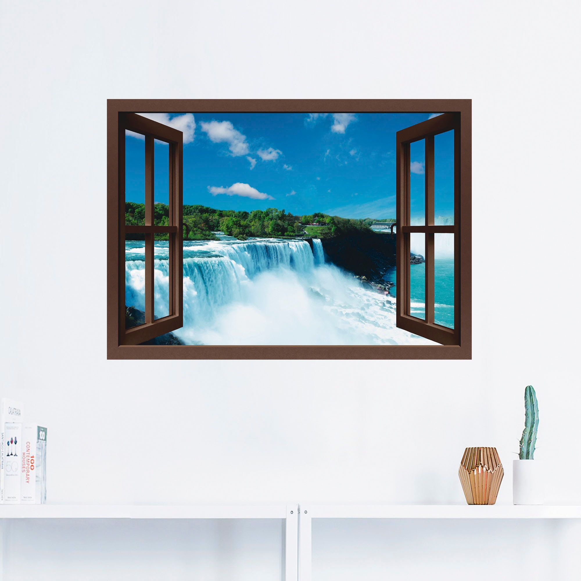 Artland Wandfolie »Fensterblick - Niagara, braun«, Fensterblick, (1 St.), selbstklebend