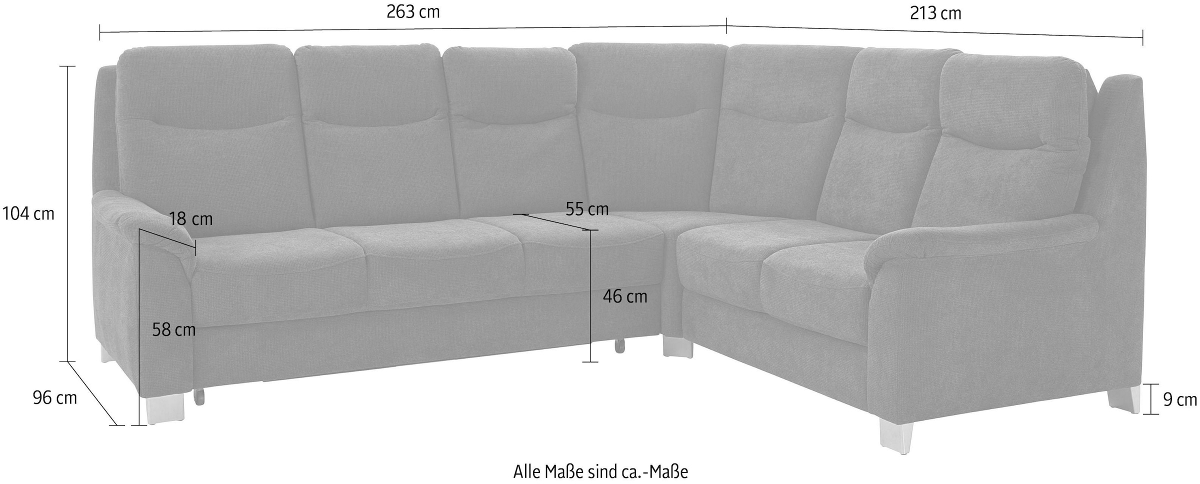 sit&more Ecksofa »Boccaccio L-Form«, mit Federkern und Kopfteilverstellung, wahlweise mit Bettfunktion