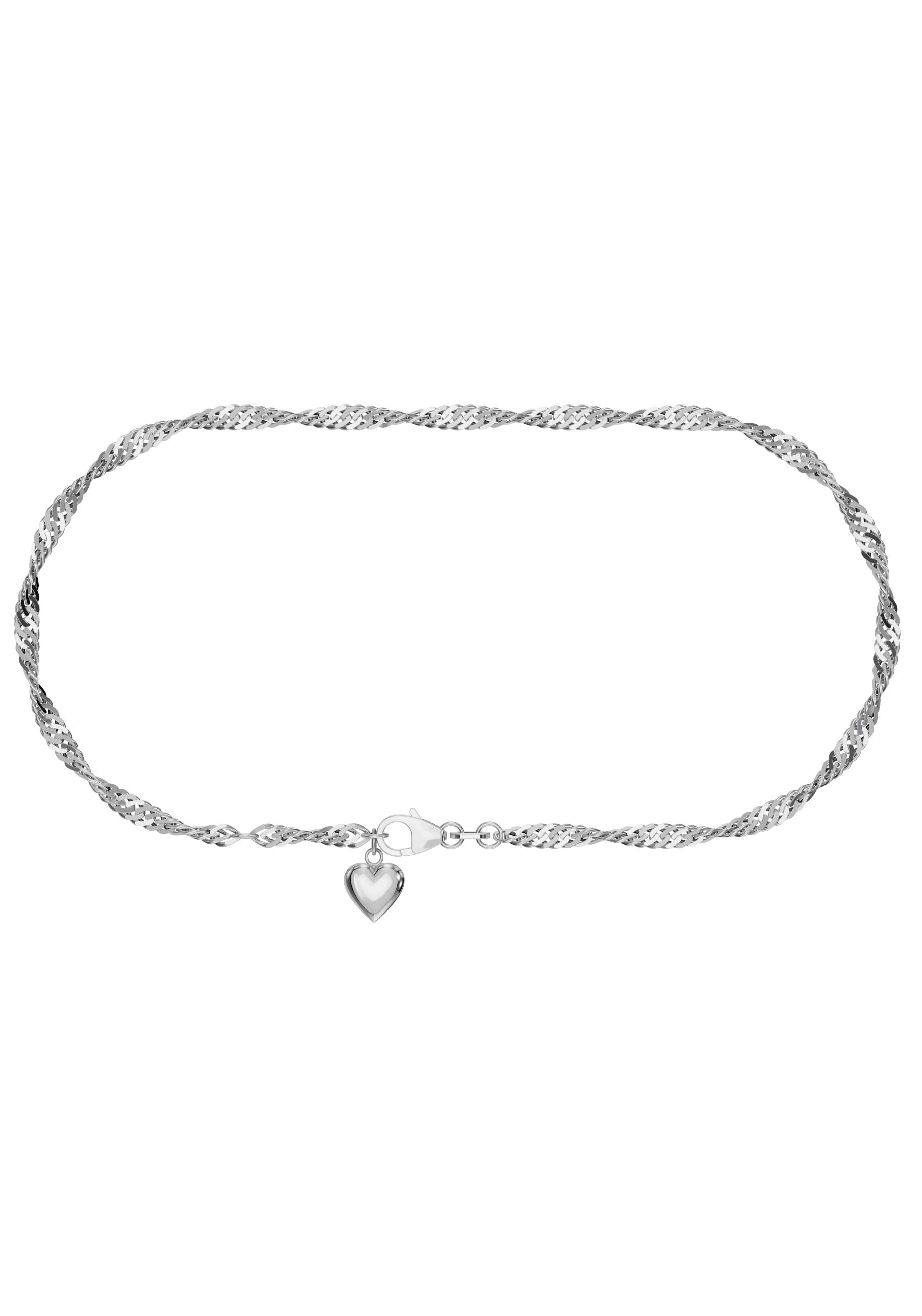 Firetti Fußkette mit Anhänger »Schmuck Geschenk Silber 925 Körperschmuck Herz+LIEBE Singapurkette«