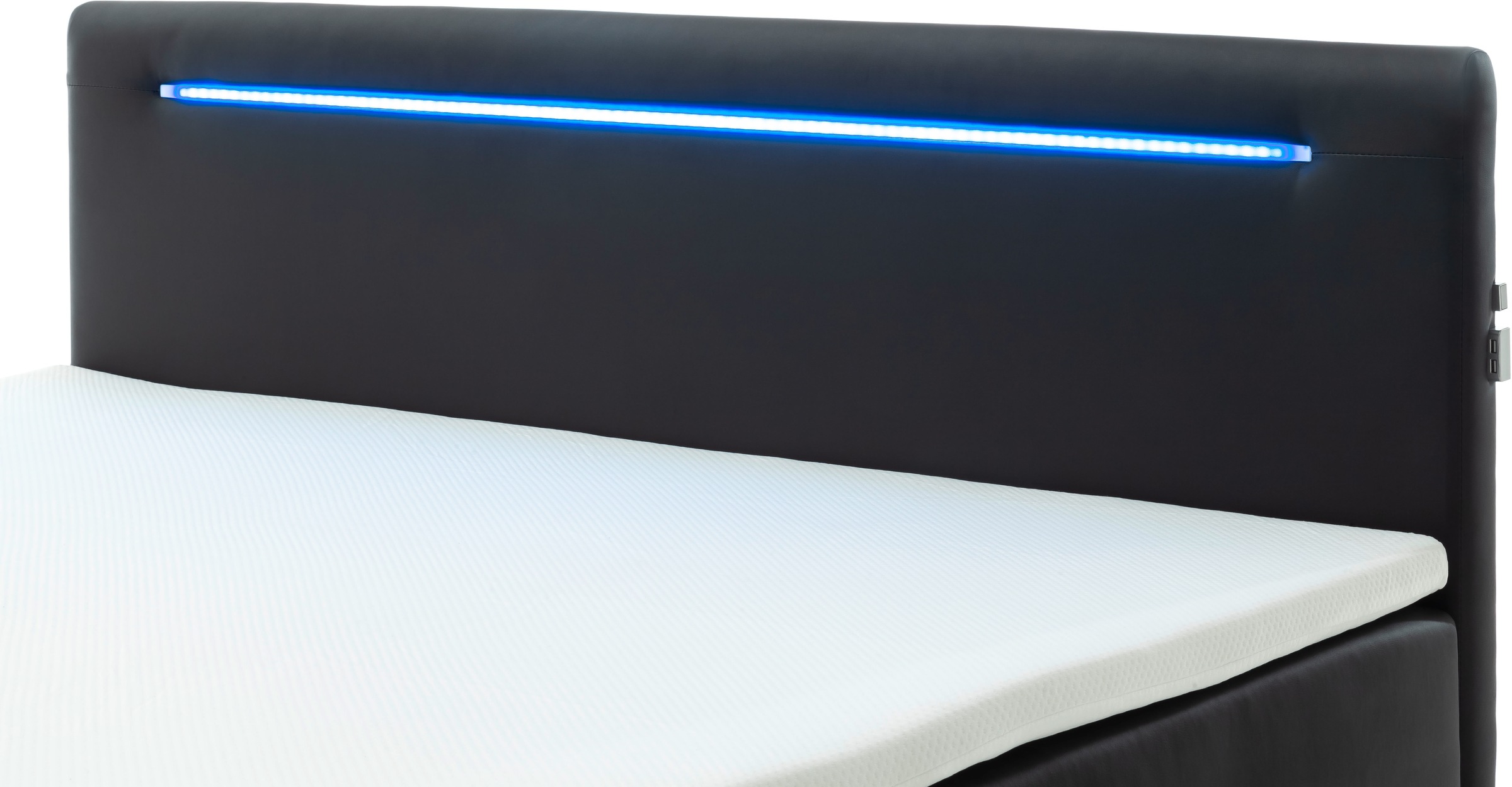 meise.möbel Boxspringbett »Las Vegas«, Füße und Kopfteil mit LED-Beleuchtung, mit Bettkasten und Topper