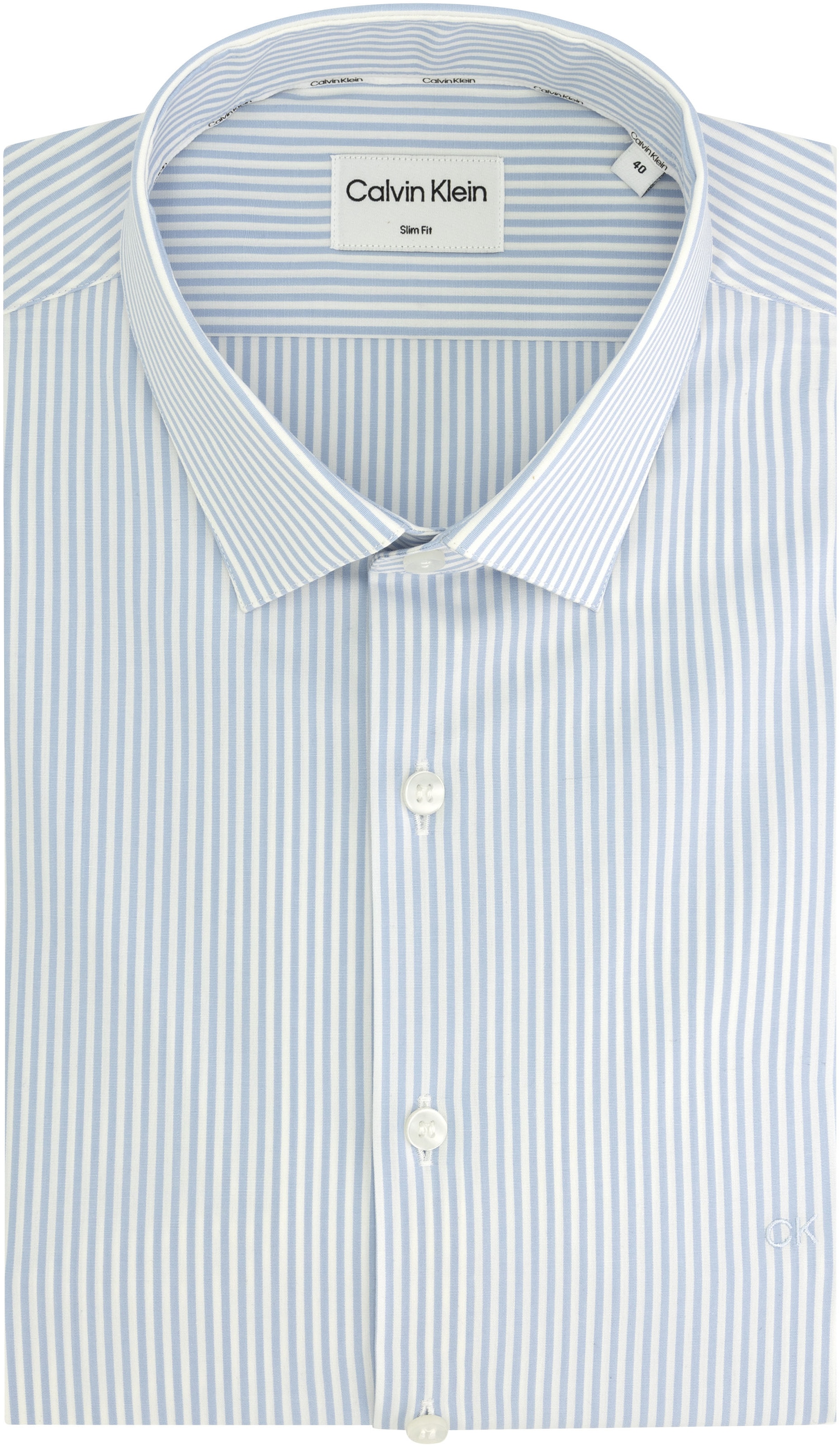 Calvin Klein Langarmhemd »POPLIN STRIPE SLIM SHIRT« mit Logoprägung