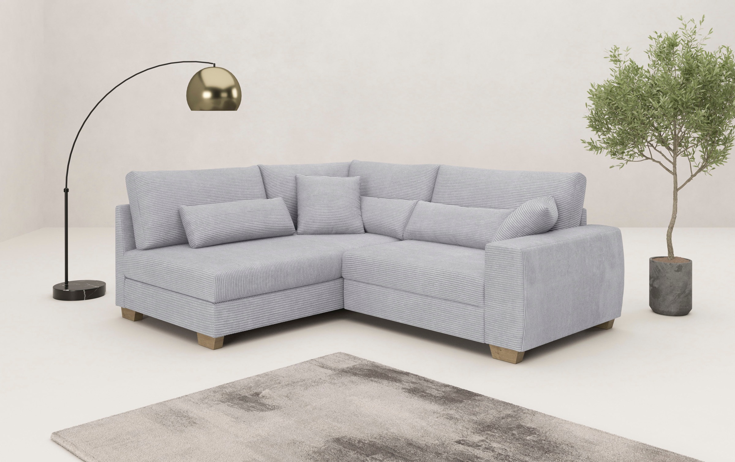 Mr. Couch Ecksofa »Hilla L-Form« Mit Federkern, wahlweise mit Bettfunktion günstig online kaufen