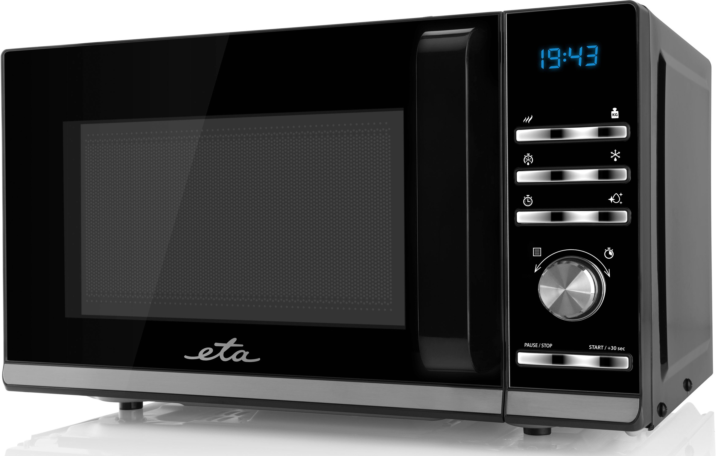 eta Mikrowelle »Galeto ETA121090010«, Mikrowelle, 1200 W, schwarz mit 3 Auftaufunktionen und 700 Watt