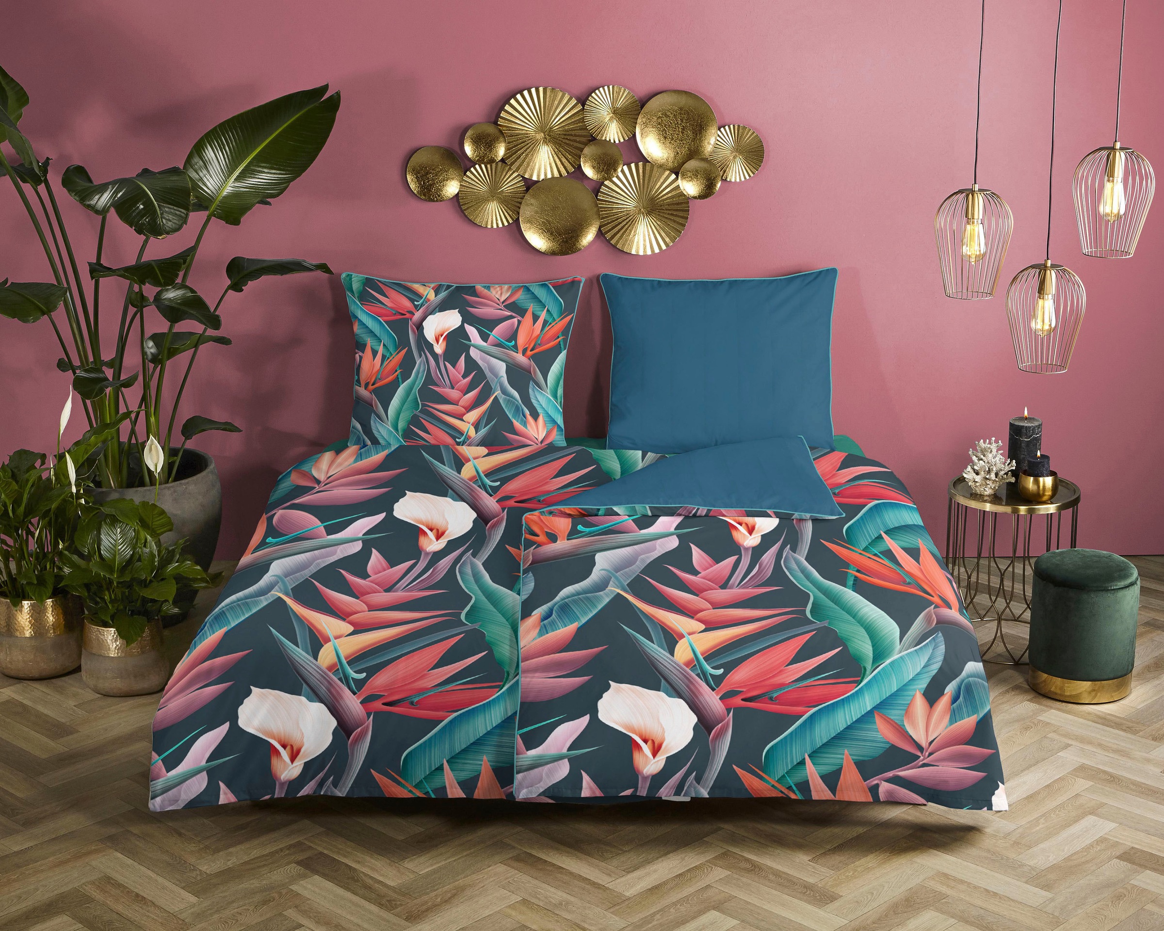 Descanso Bettwäsche »Chloe« 2 Stk. tlg. Baumwolle, Satin, 135x200, Biese, R günstig online kaufen