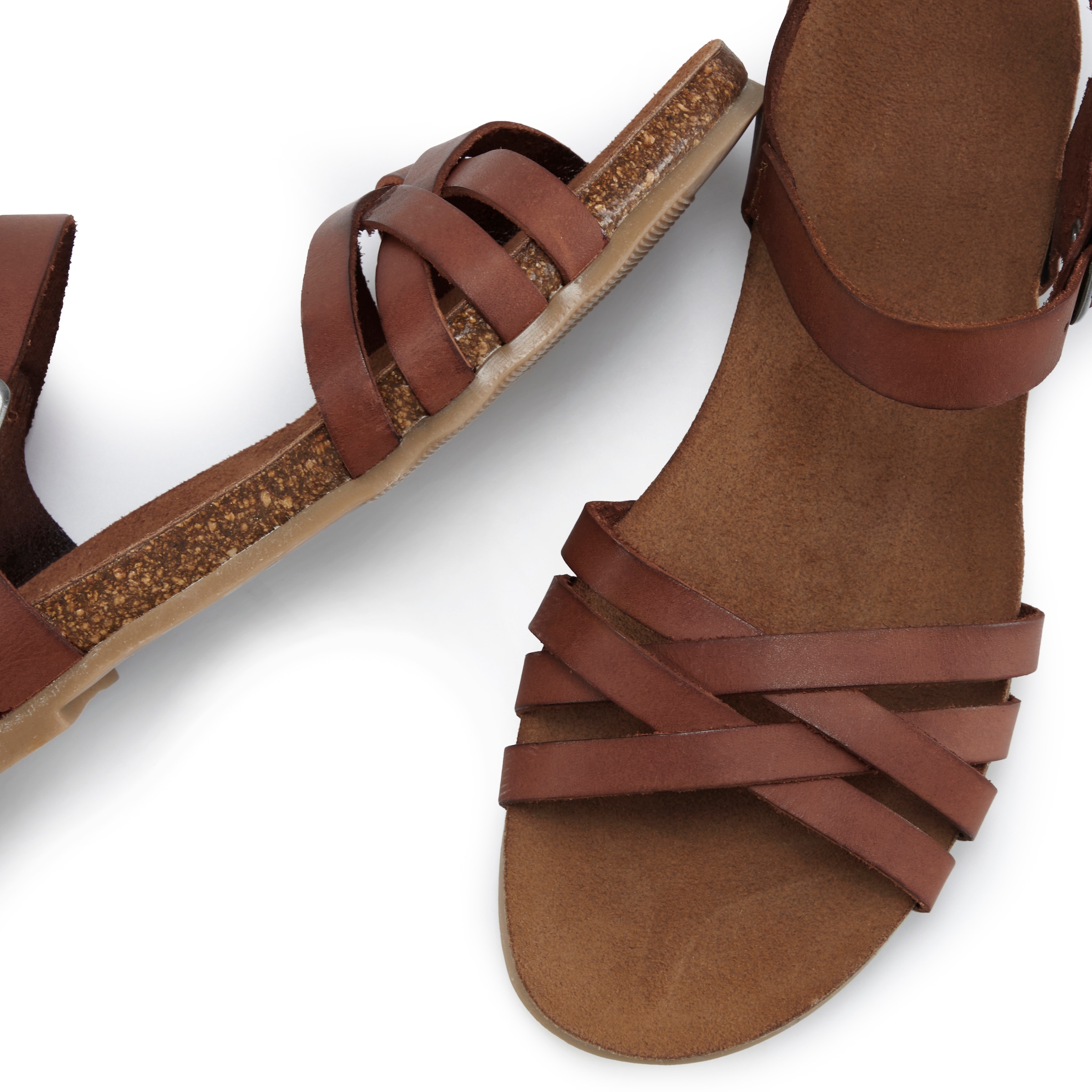 LASCANA Sandale »Sandalette, Sommerschuh, offener Schuh,«  aus Leder mit Korkfußbett