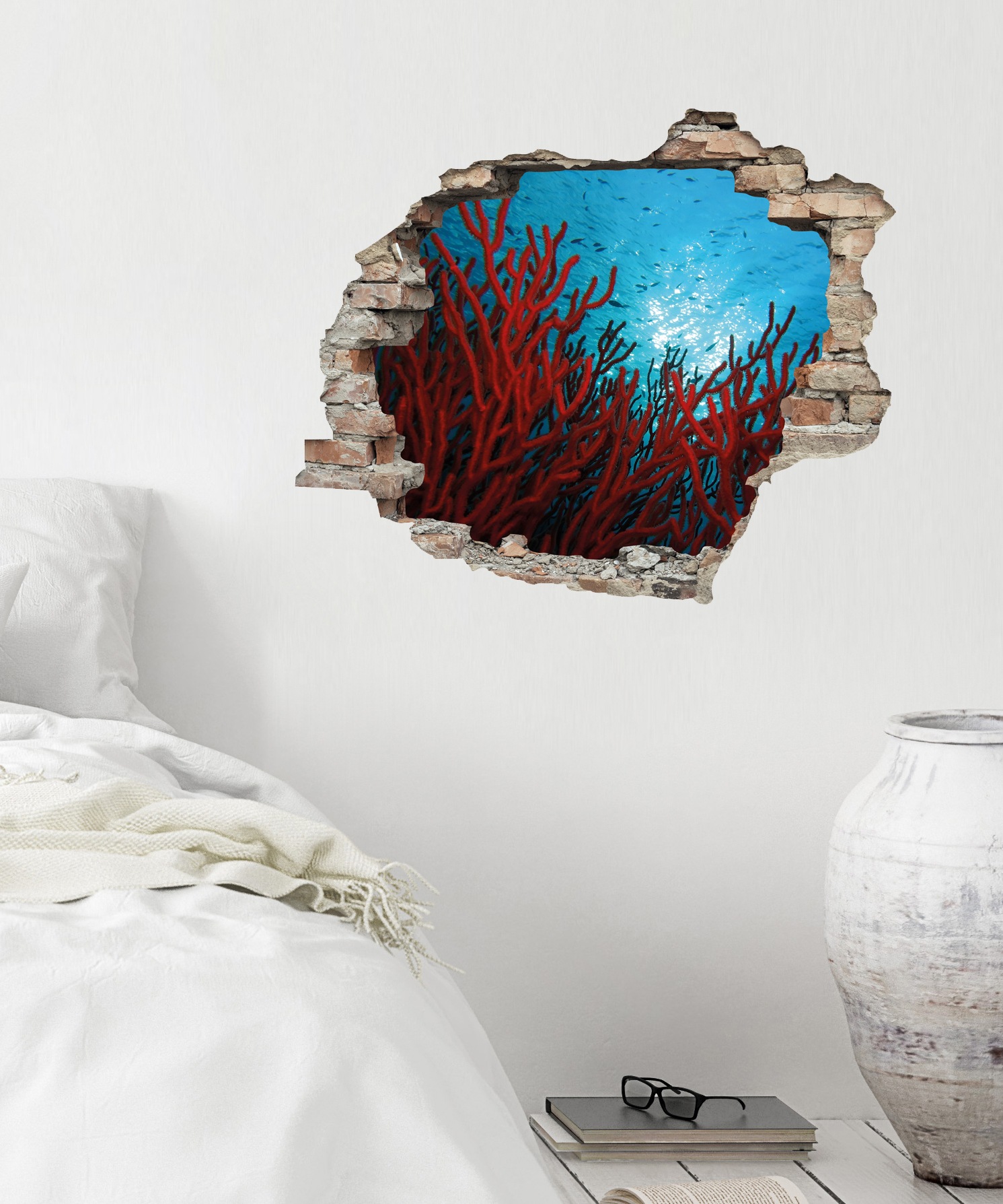queence Wandtattoo »Korallen«, (1 St.), Wandsticker, Wandbild, selbstklebend, 3D, Wanddurchbruch