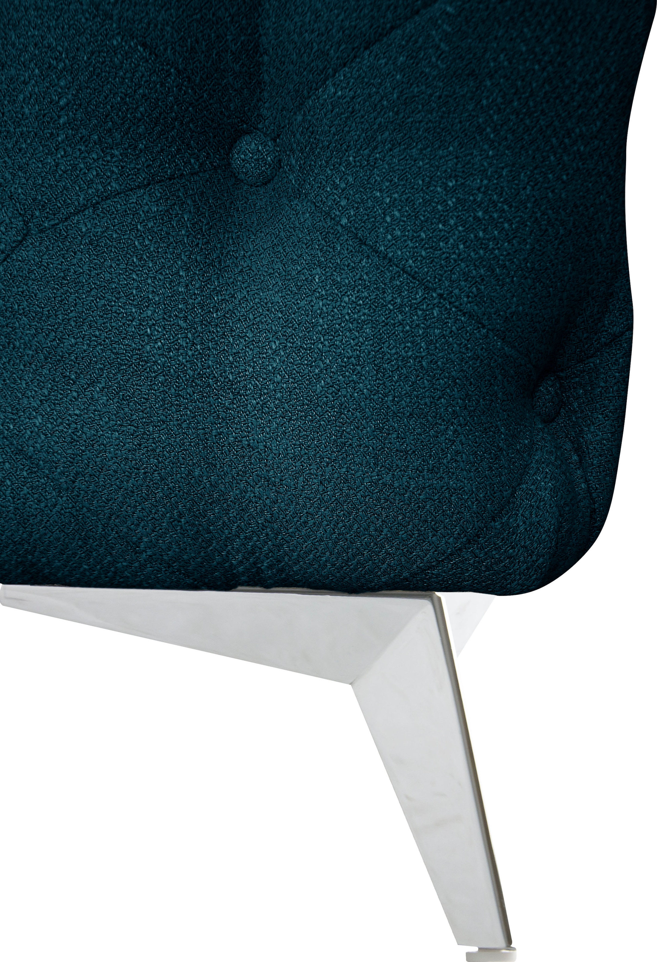 Leonique Chesterfield-Sofa »Ecksofa GLYNIS L-Form mit Wellenunterfederung, Maße B/T/H 323/264/75cm«, aufwändige Knopfheftung, moderne Chesterfield Optik, Fußfarbe wählbar