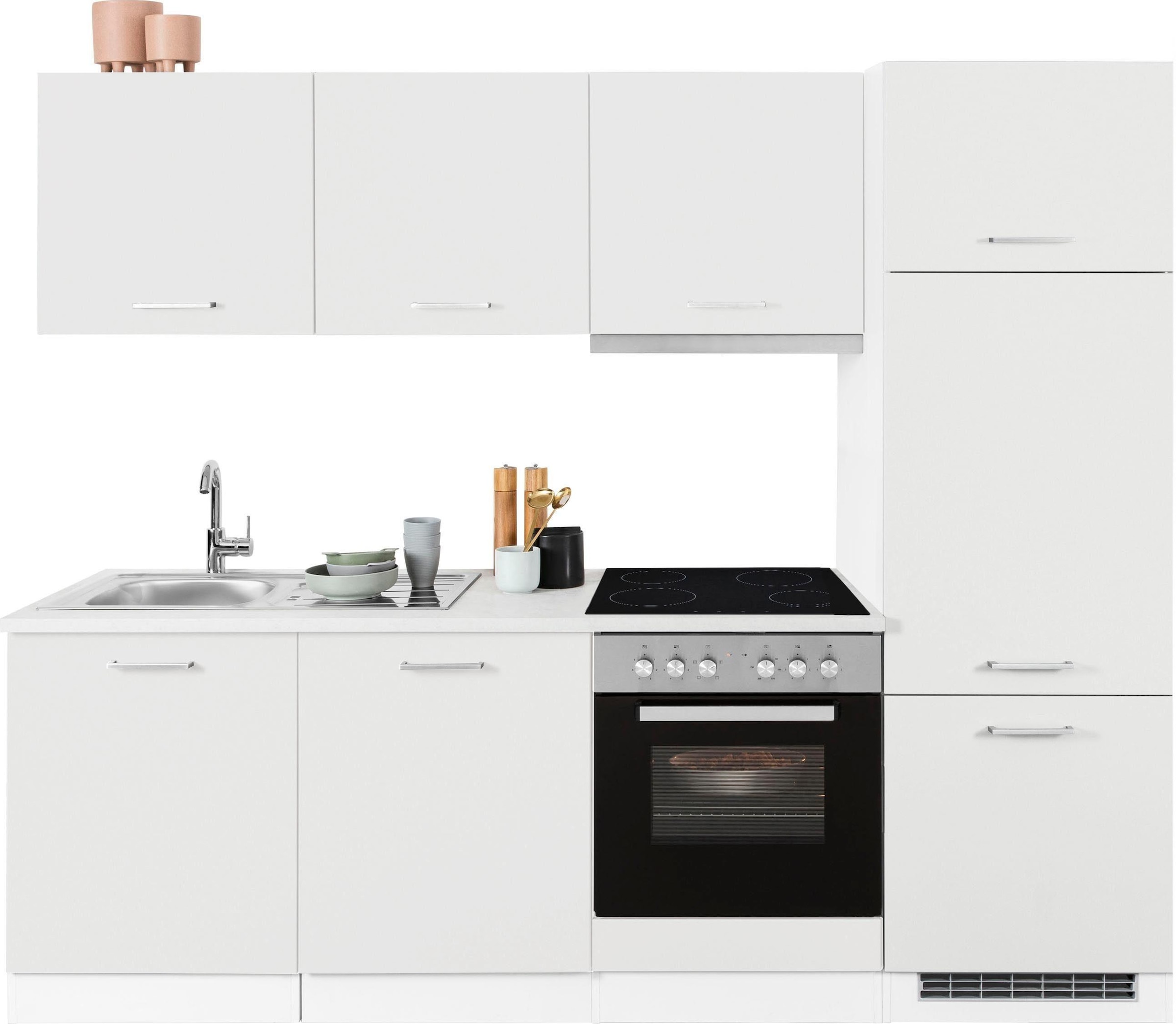 Geschirrspüler E-Geräten, HELD Kühlschrank auf kaufen Breite cm Küchenzeile MÖBEL Rechnung inkl. mit und 240 »Visby«,