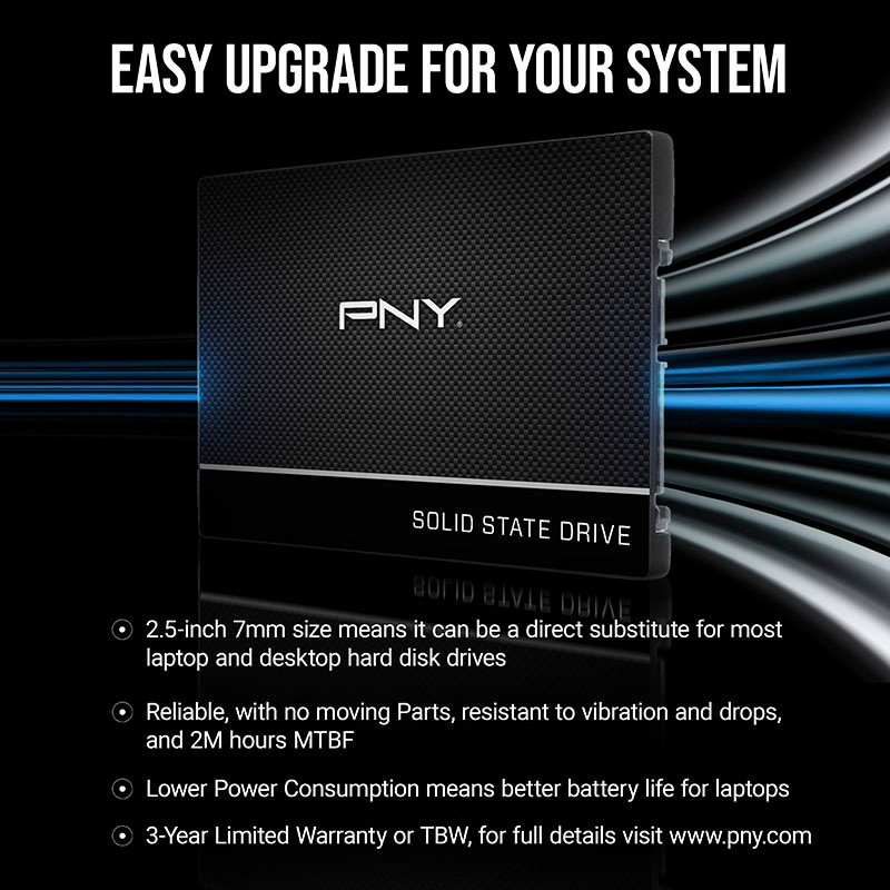 PNY interne SSD »CS900 2.5'' SATA III SSD 1TB« 2,5 1 TB Anschluss SATA II | SATA III