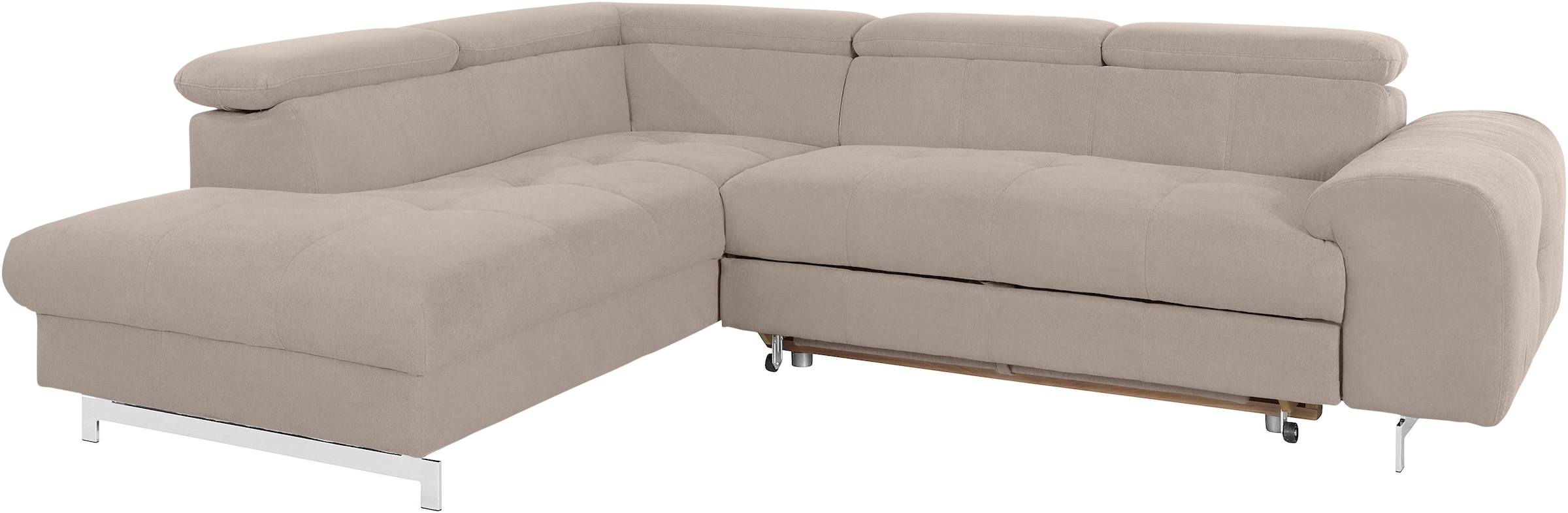 COTTA Ecksofa »Chef L-Form«, mit Kopfteilverstellung, edle Metallkufen, wahlweise mit Bettfunktion