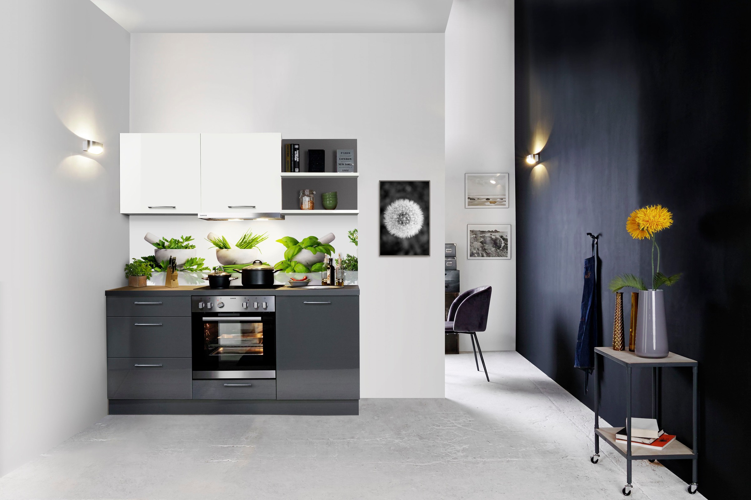 KOCHSTATION Küchenzeile »"KS-Jena", Breite 180 cm, vormontiert«, mit Soft-Close-Funktion, Arbeitshöhe 91 cm, wahlw. mit E-Geräten