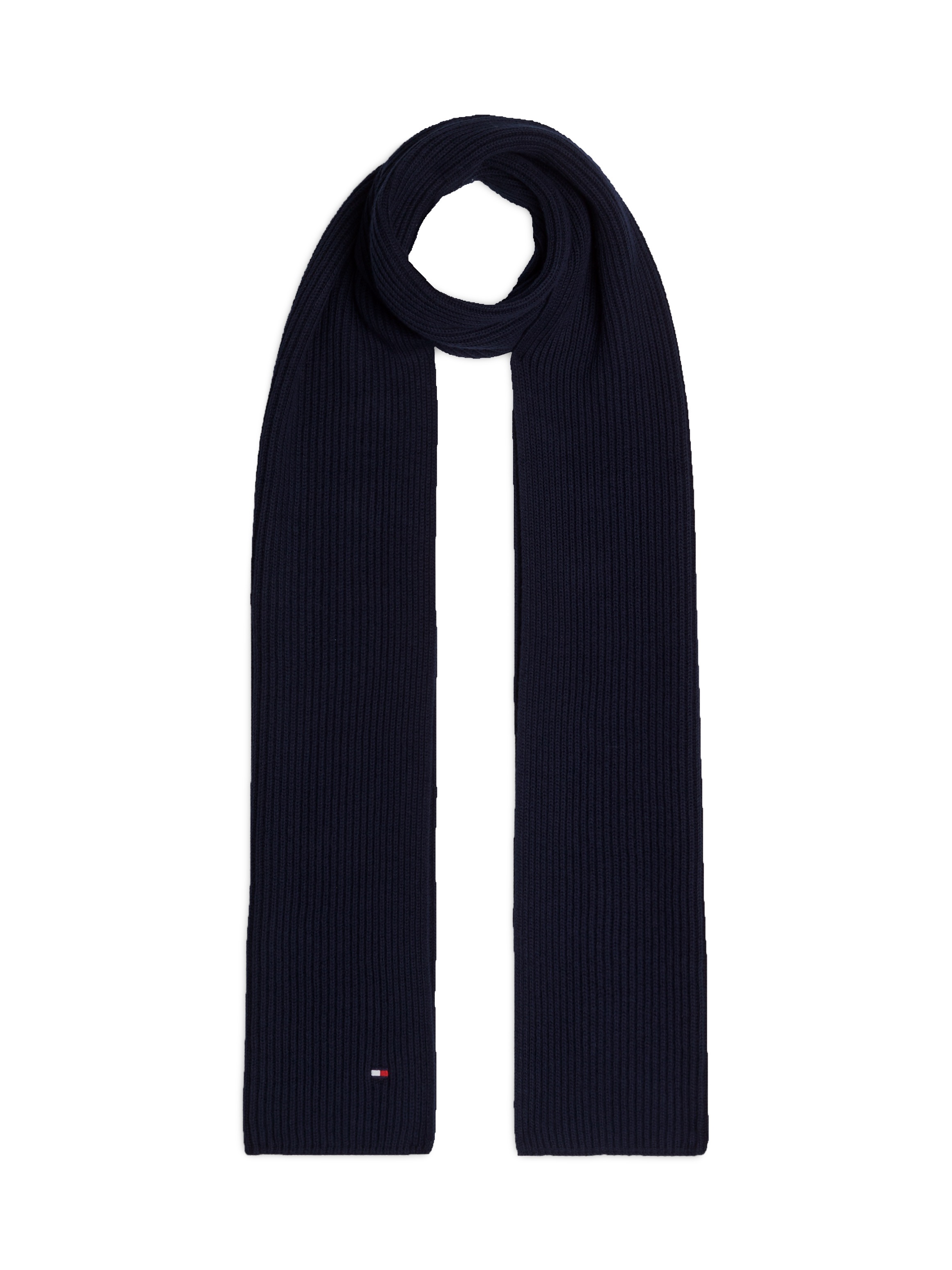 Tommy Hilfiger Strickschal »TH FLAG PIMA COTTON CASH SCARF« mit Logostickerei, mit Kaschmiranteil Unisex
