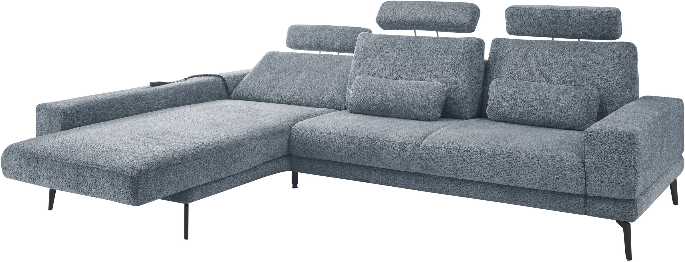 set one by Musterring Ecksofa »SO 3600, inkl motor. Sitztiefenverstellung, Kopfstützen, Nierenkissen«, Sitzhöhe 42 cm, Kaltschaum, Breite 293 x Tiefe 180 cm, Kama blue