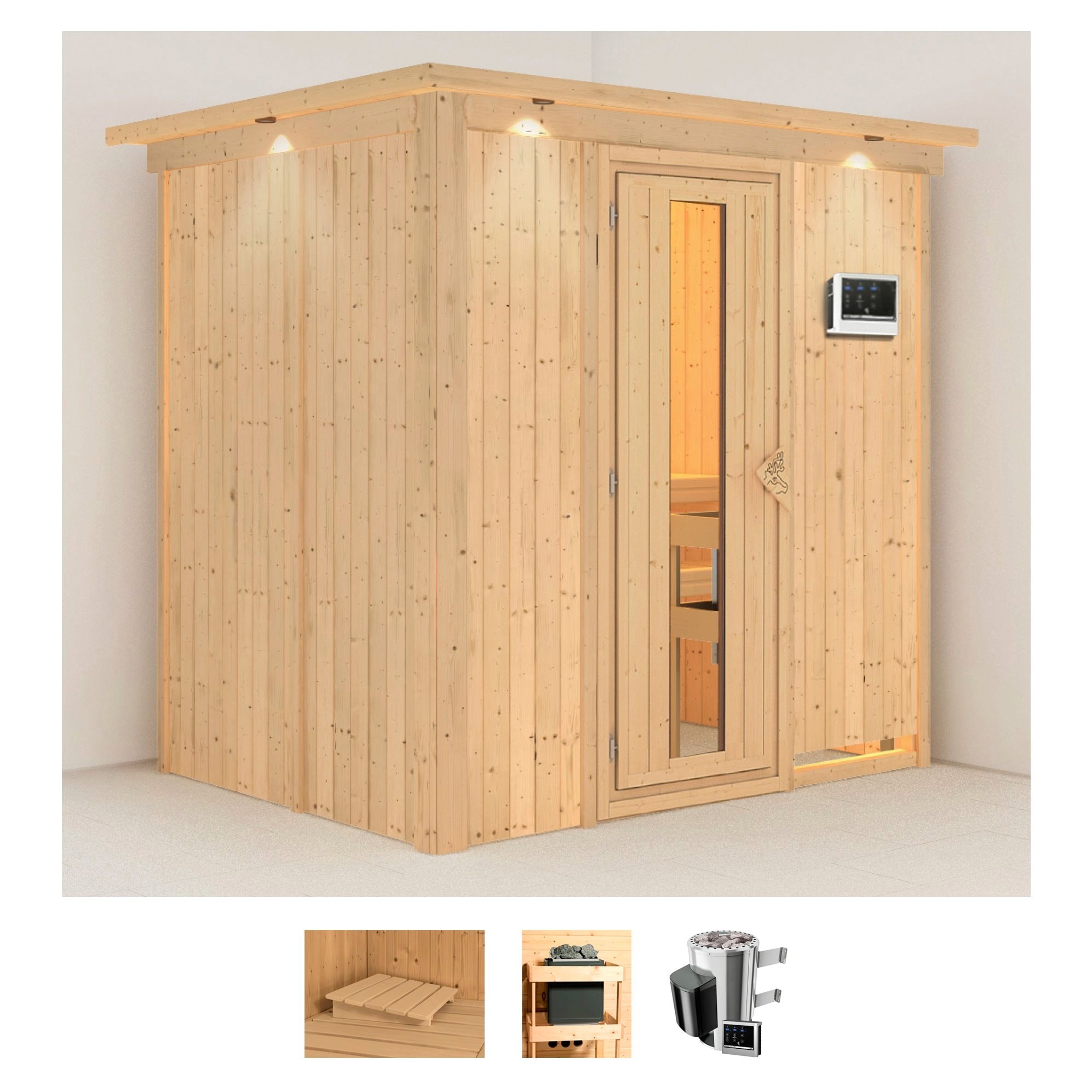 Karibu Sauna »Finja«, 3,6-kW-Plug & Play Ofen mit externer Steuerung günstig online kaufen