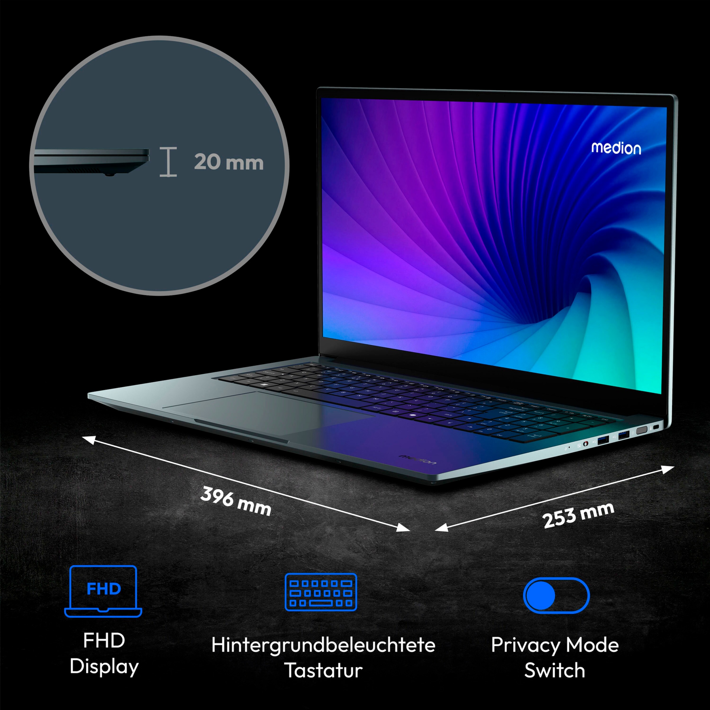 Medion® Notebook »P17621 Core i7«, 43,9 cm, / 17,3 Zoll, Intel, Core i7, GeForce RTX 2050, 1000 GB SSD